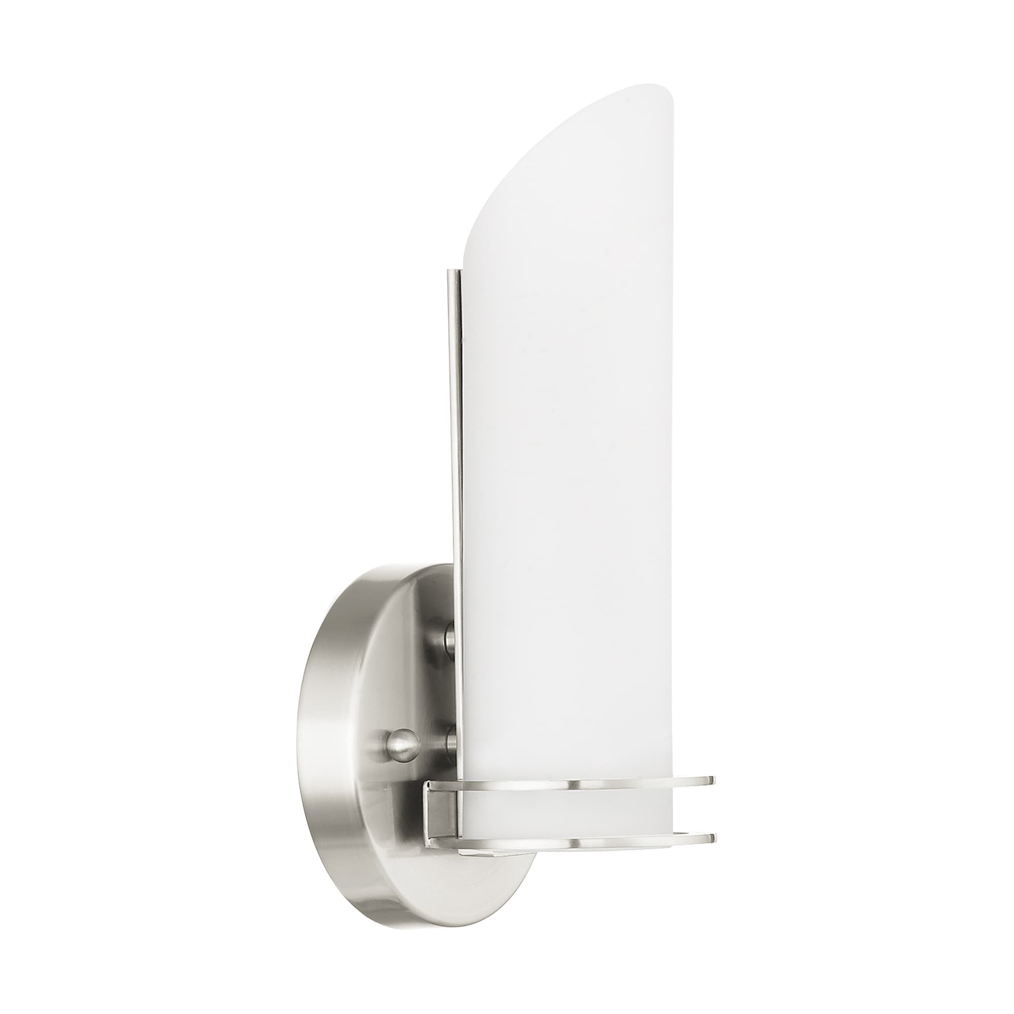 Elegant Brushed Nickel Vanity Wall Sconce with Satin Opal White Glass
