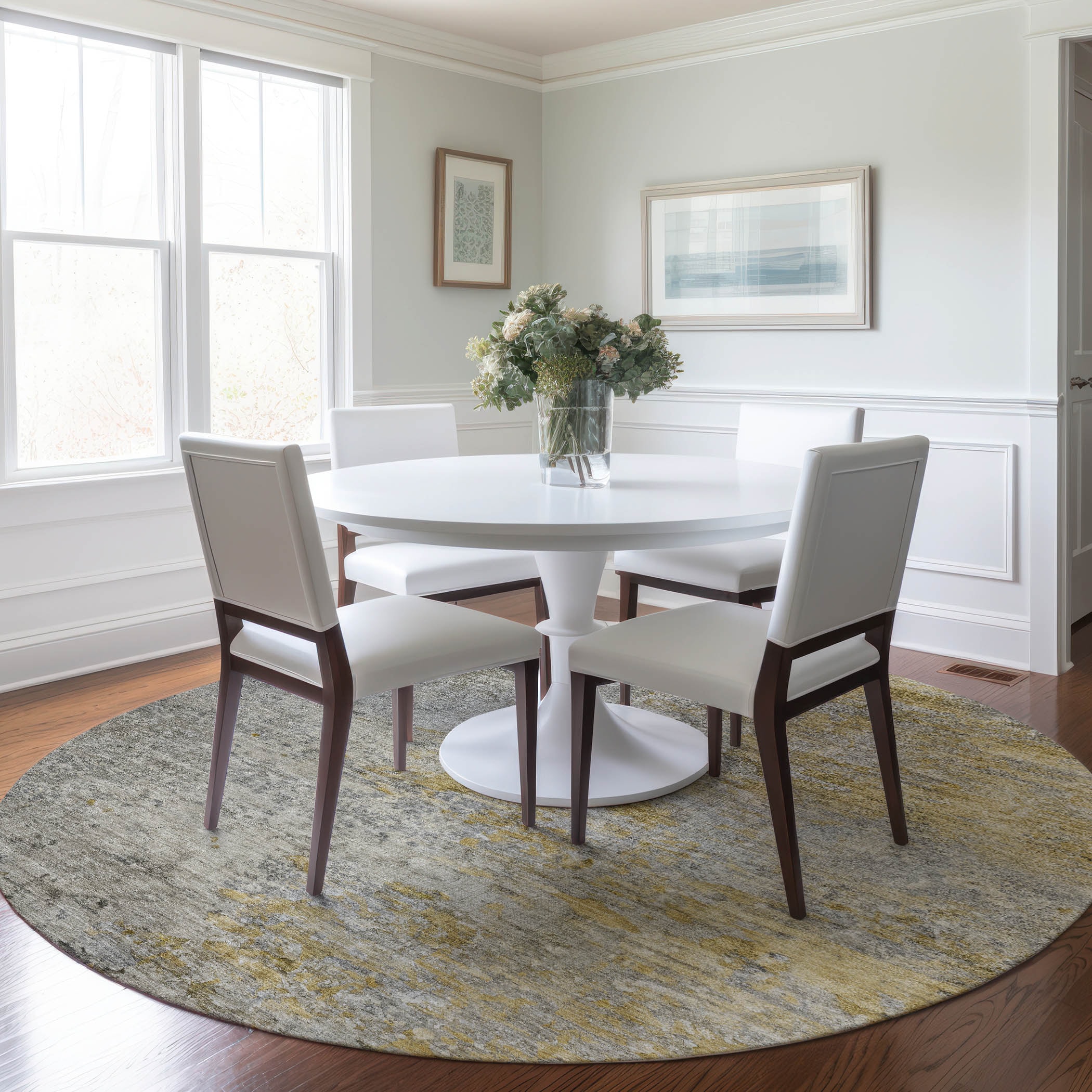 Addison Rugs ACN1297GY8RO Chantille ACN1297GY 8 x 8 (ft) Polyester Gray Round Indoor/Outdoor Geometric Machine washable Area rug