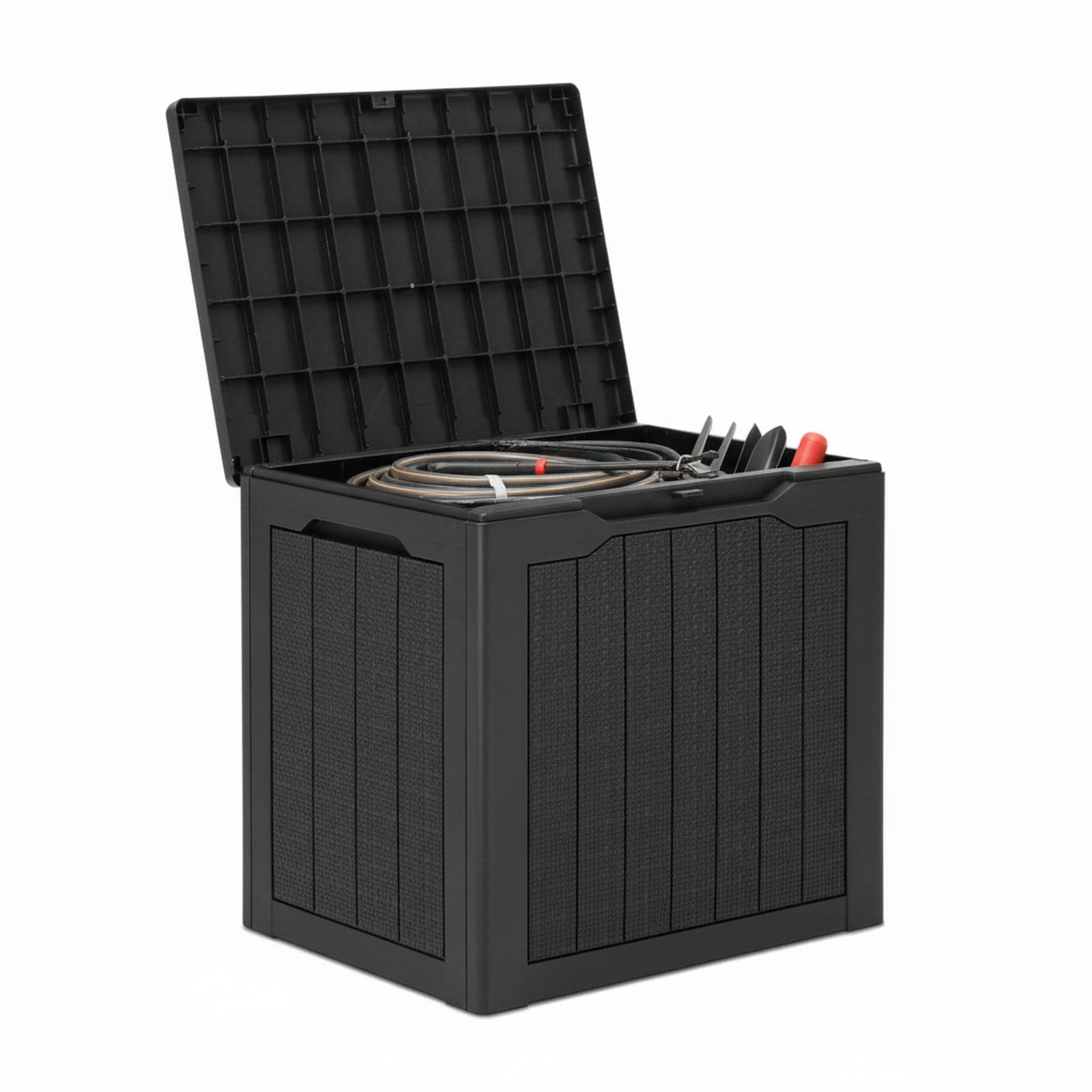  30 Gallon Deck Box Weather Resistant Rattan Storage Lockable Indoor Outdoor Multi-Purpose with Seating