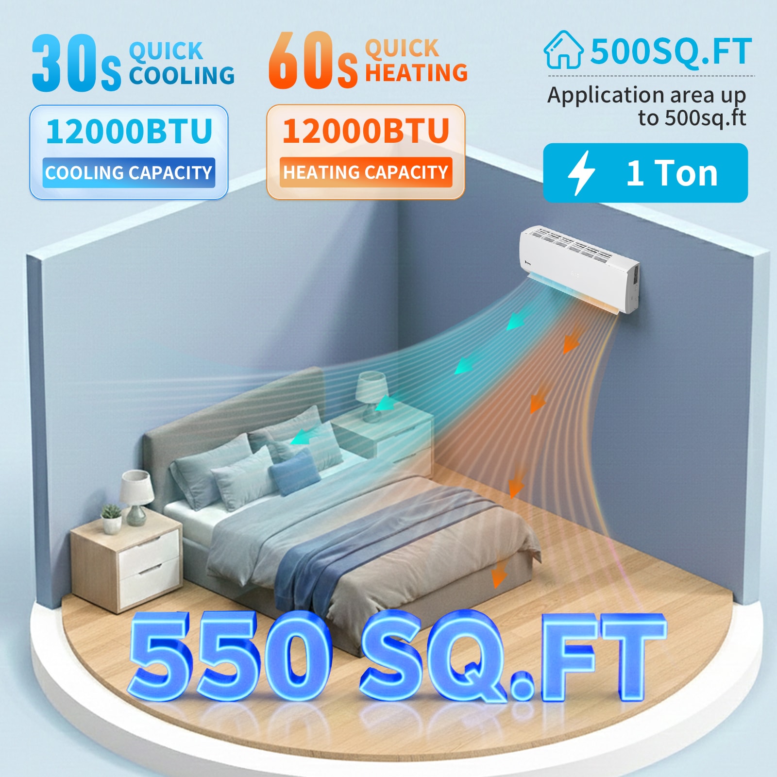 ROVSUN Air Conditioners 1 zone 12000-BTU Ductless Mini Split Air Conditioner Heat Pump Included with 115-Volt Sansujyuku sansujyuku.com