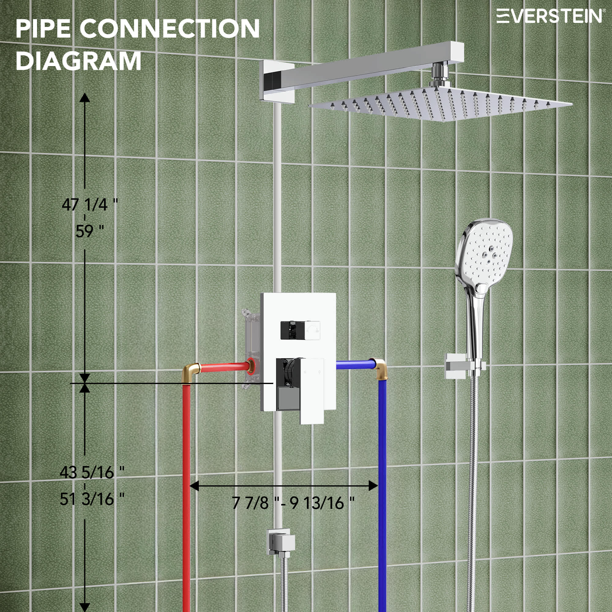 EVERSTEIN M6646CI-10BL Showerhead-Bar-Panels - View #11