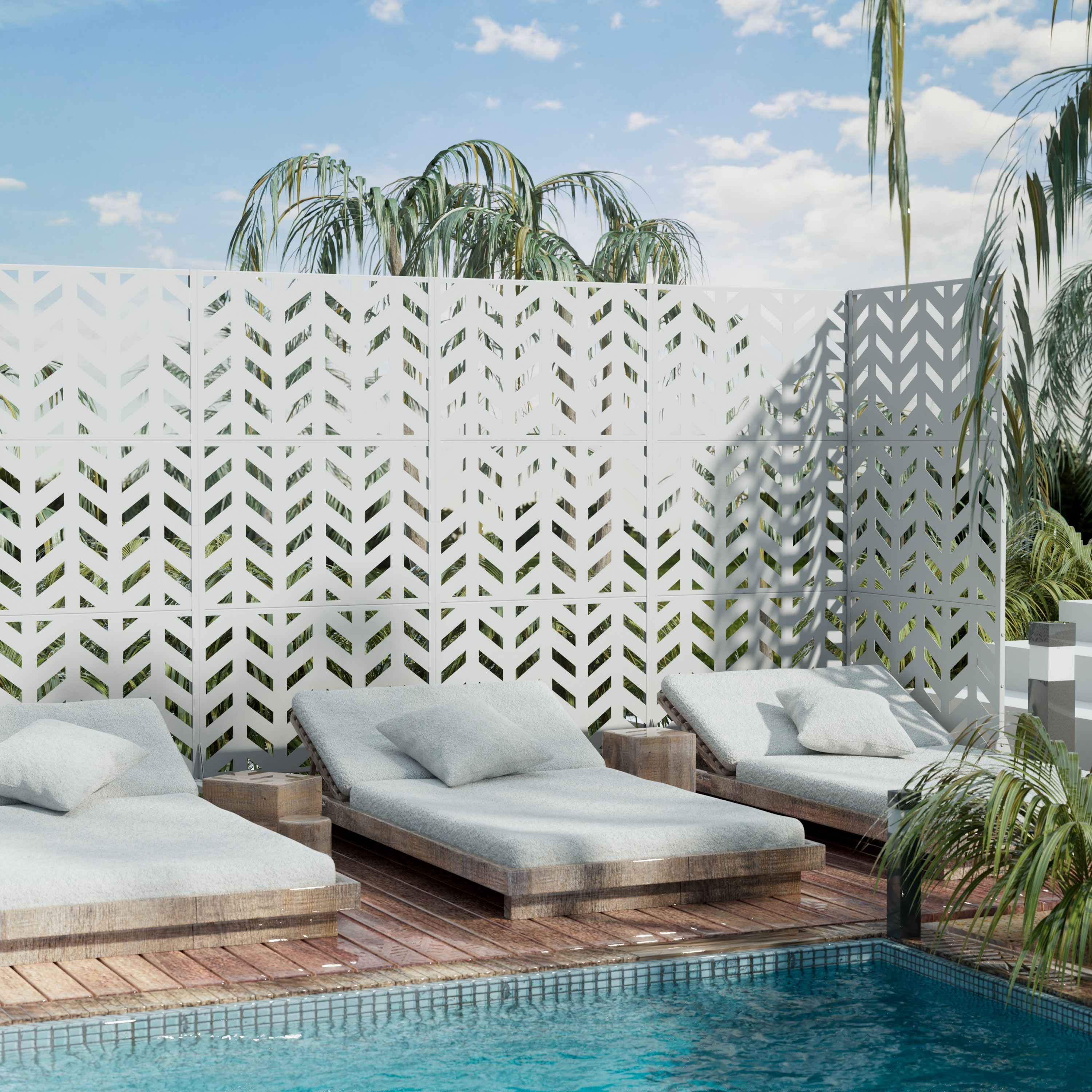 Misty Moon White Anti Rust Galvanized Steel Privacy Screen 72 x 35 Inch ...