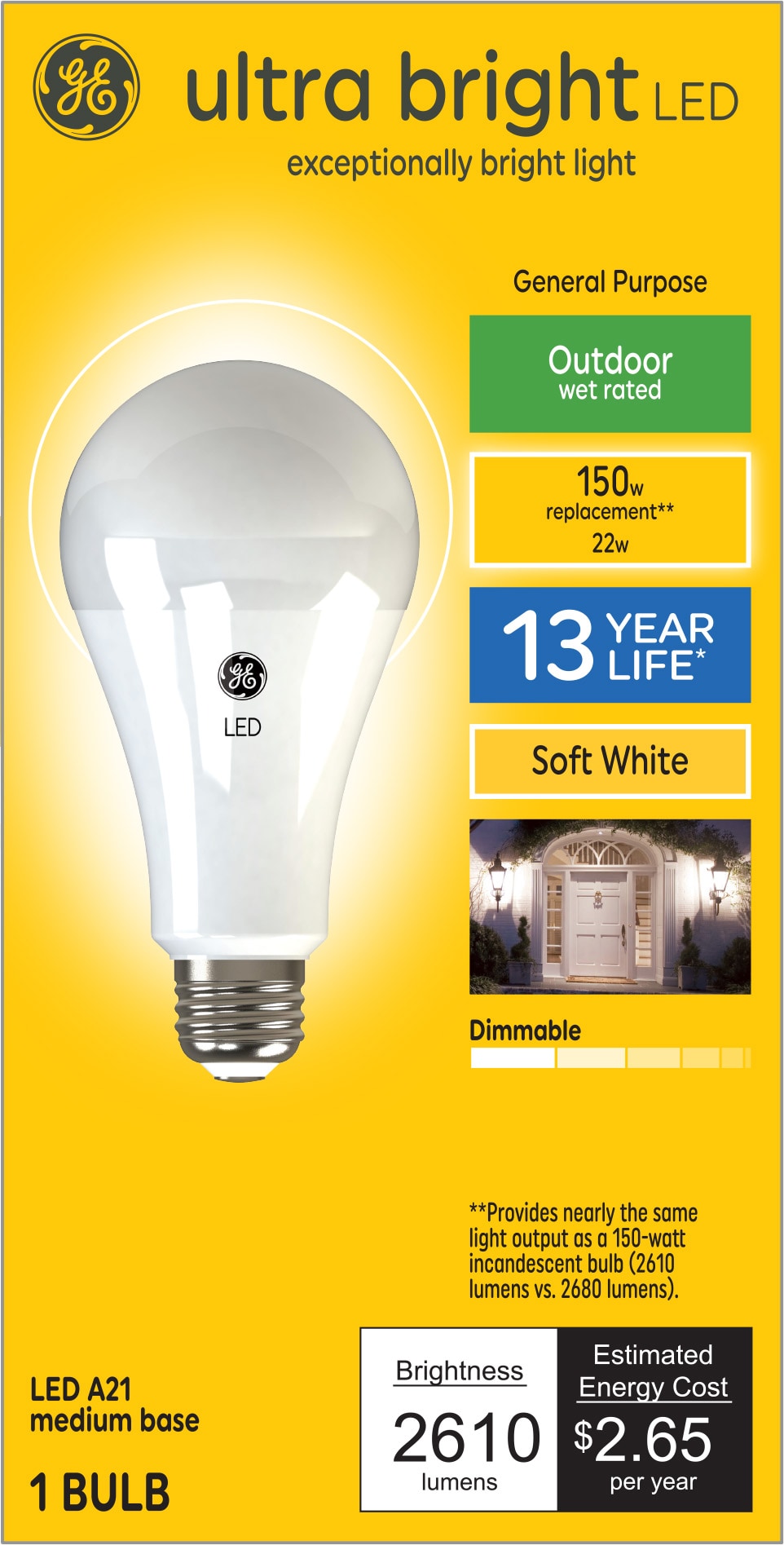 GE Ultra Bright EQ A21 Soft White Medium Base (E-26) Dimmable LED Light Bulb in the General Purpose Light Bulbs Lowes.com
