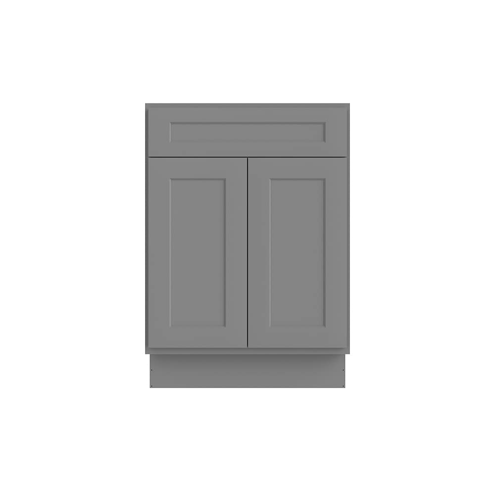 HomLux 24-in W x 34.5-in H x 21-in D Shaker Gray Vanity Base Ready to Assemble (RTA) Plywood Cabinet Recessed Panel Shaker