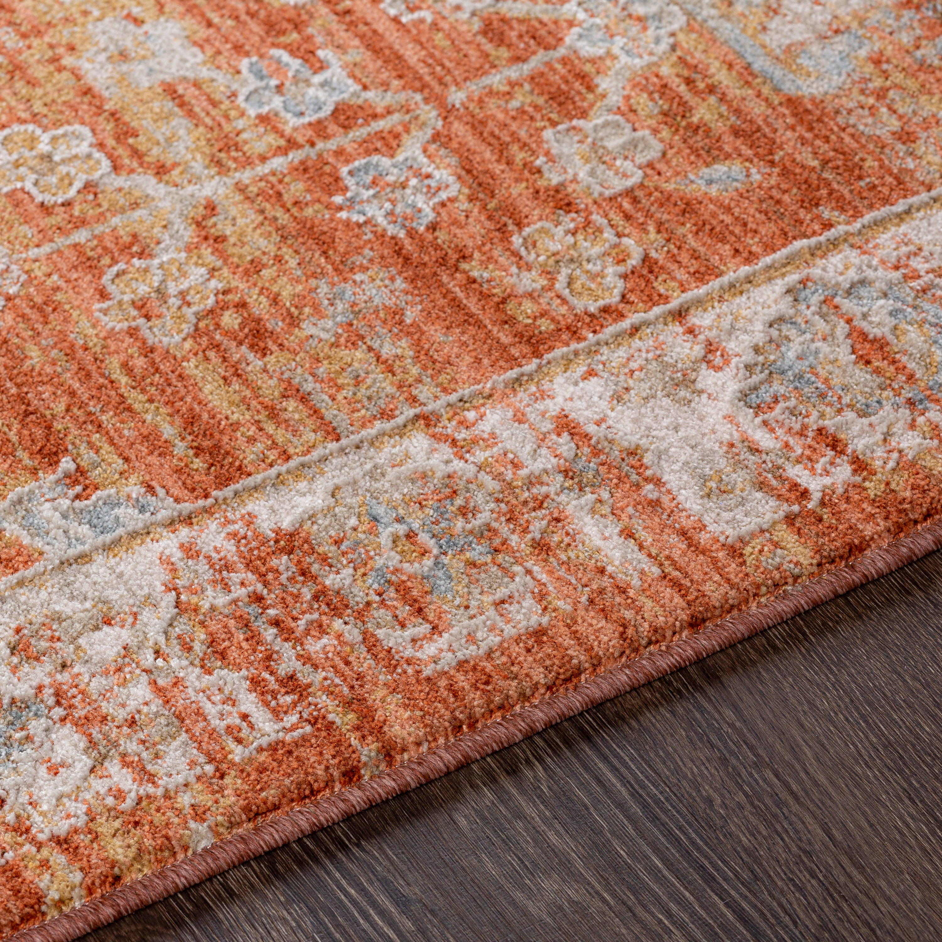 Reversible Easy-Care Cotton-Blend 5' x 7' Red Rug