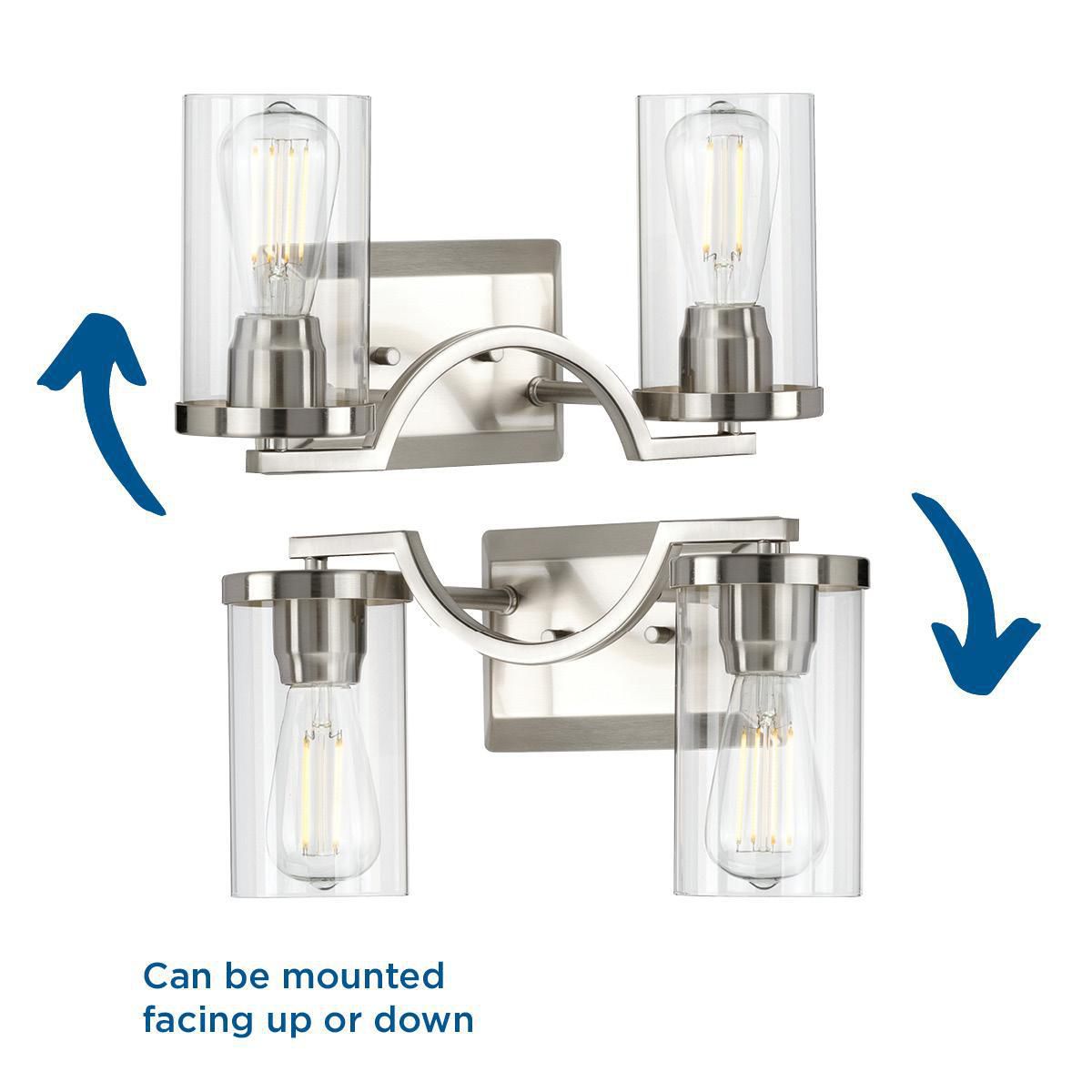 Lassiter Brushed Nickel 2-Light Wall Sconce with Clear Glass Shades