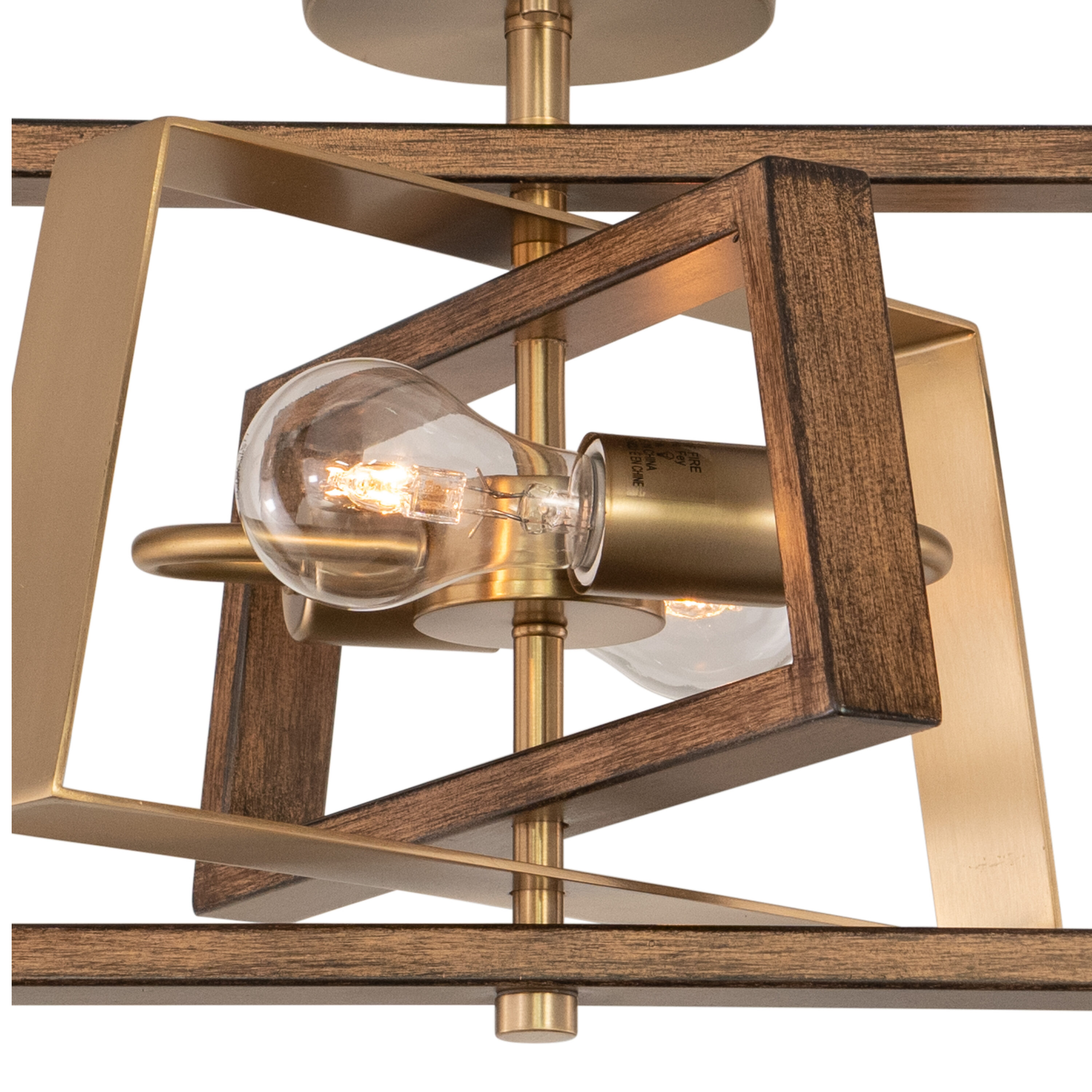 Dunning 16" Brass and Chestnut Semi-Flush Mount Ceiling Light