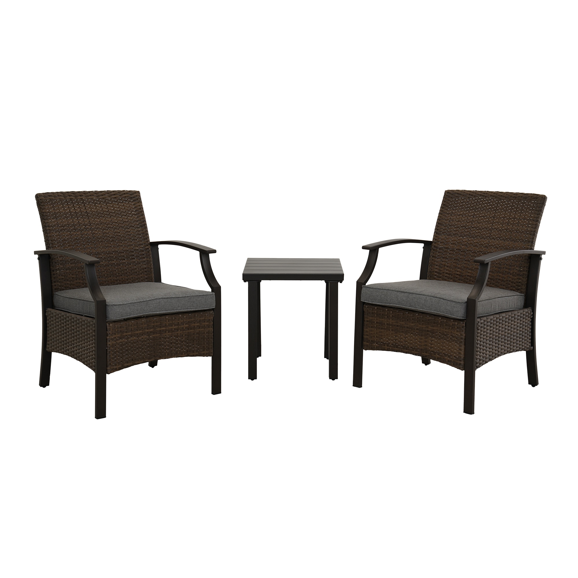 Upland XBLT-DG 3 -Piece Wicker Patio Conversation Set with Gray Cushions