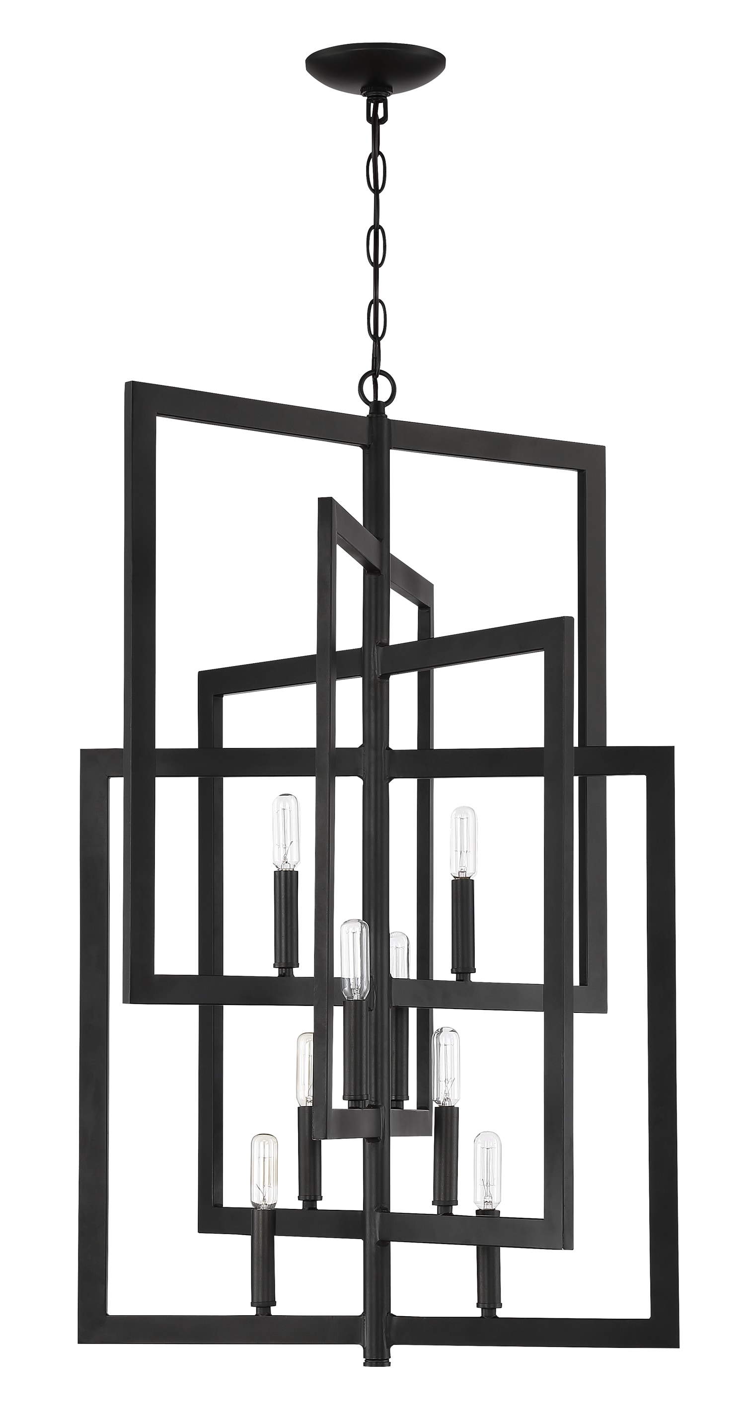 Espresso Geometric 8-Light Steel Chandelier