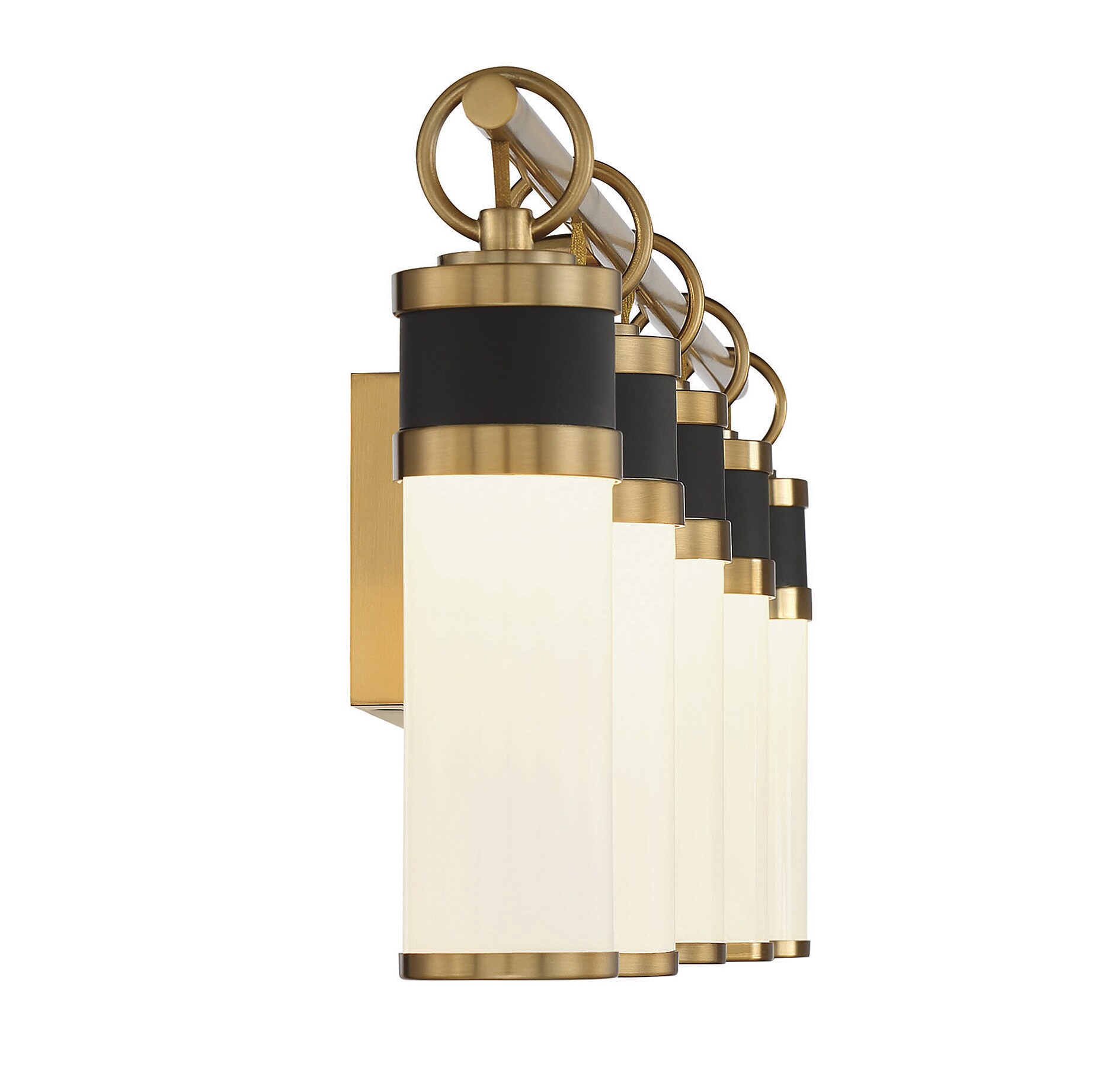 Matte Black and Warm Brass 5-Light LED Bathroom Vanity Fixture