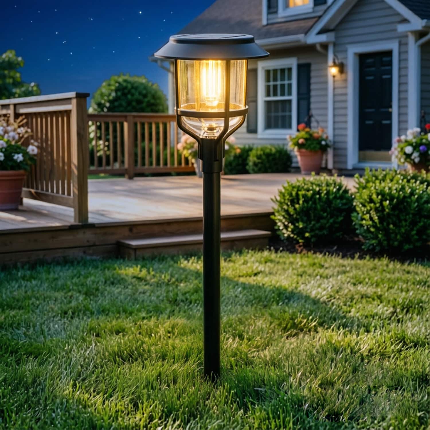 Harbor Breeze 15 -Lumens Black Solar LED Outdoor Path Light with Dusk-to-Dawn Sensor 3000-K