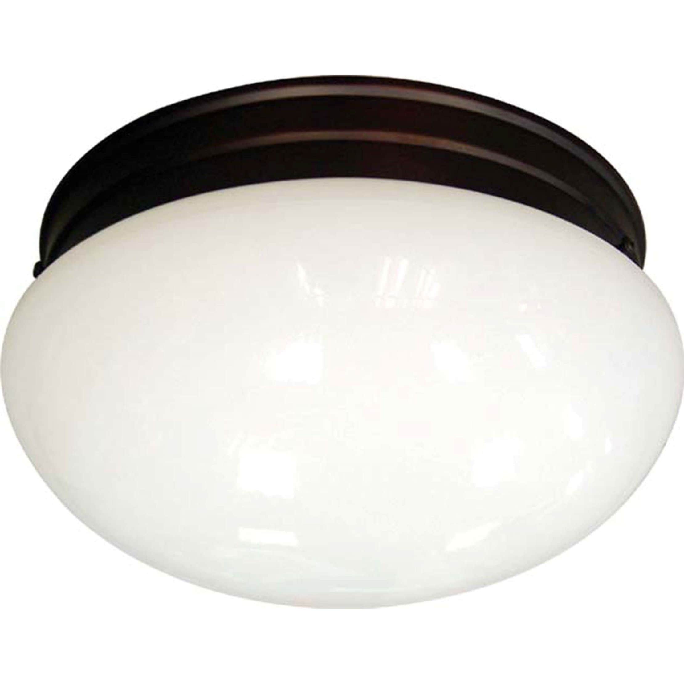 Antique Bronze 2-Light Flush Mount with Opalescent Glass
