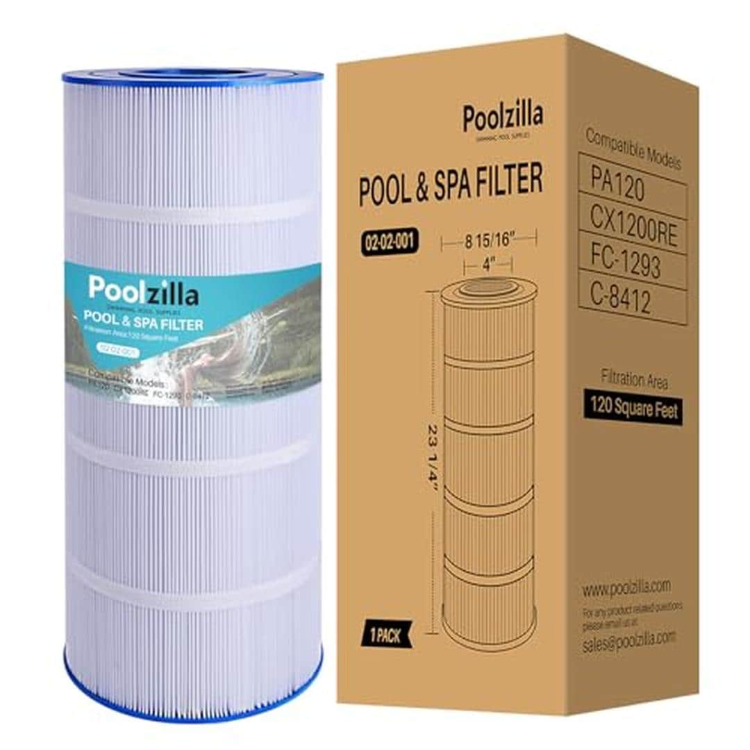 Poolzilla PZ-PLF120A Replacement Pool Filter Cartridge Compatible with PA120 CX1200RE C1200 Unicel C 8412 Filbur FC 1293 Waterway Clearwater II Pro Clean 125 817 0125N Aladdin 22002
