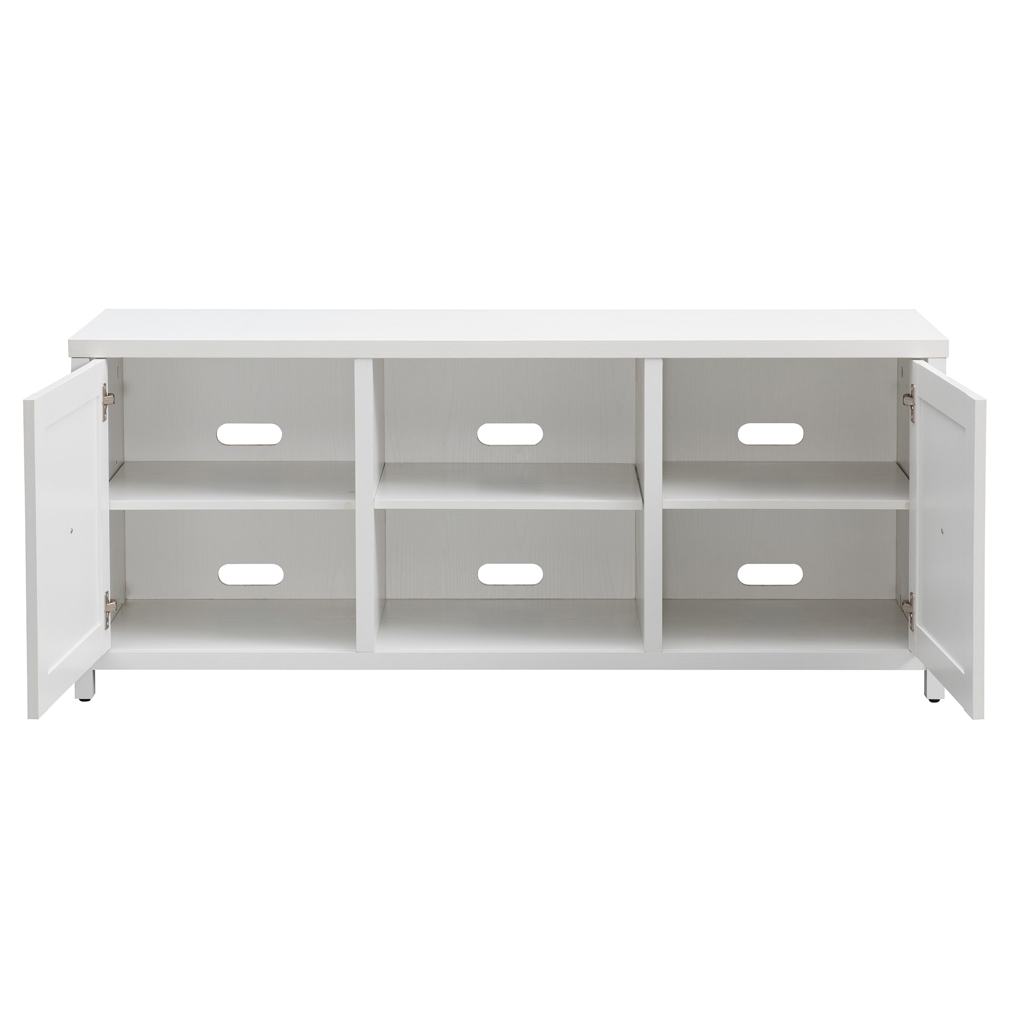 White Oak Rectangular TV Stand with Cabinets