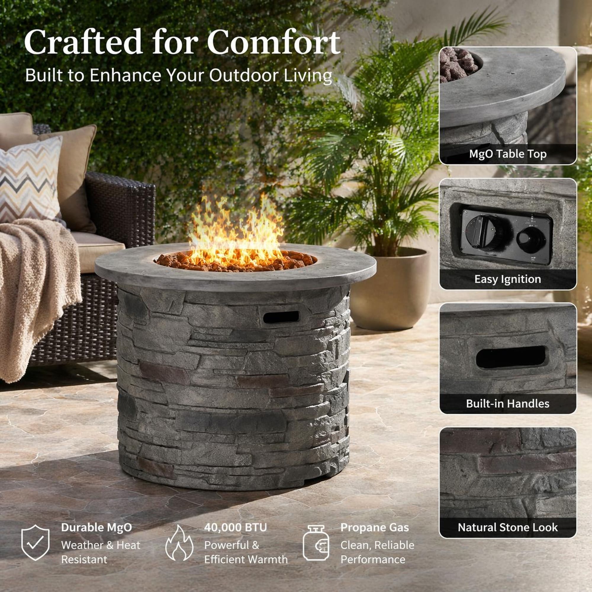 TEINIE HJJ-57564GRY40K Outdoor-Gas-Firepits - View #5