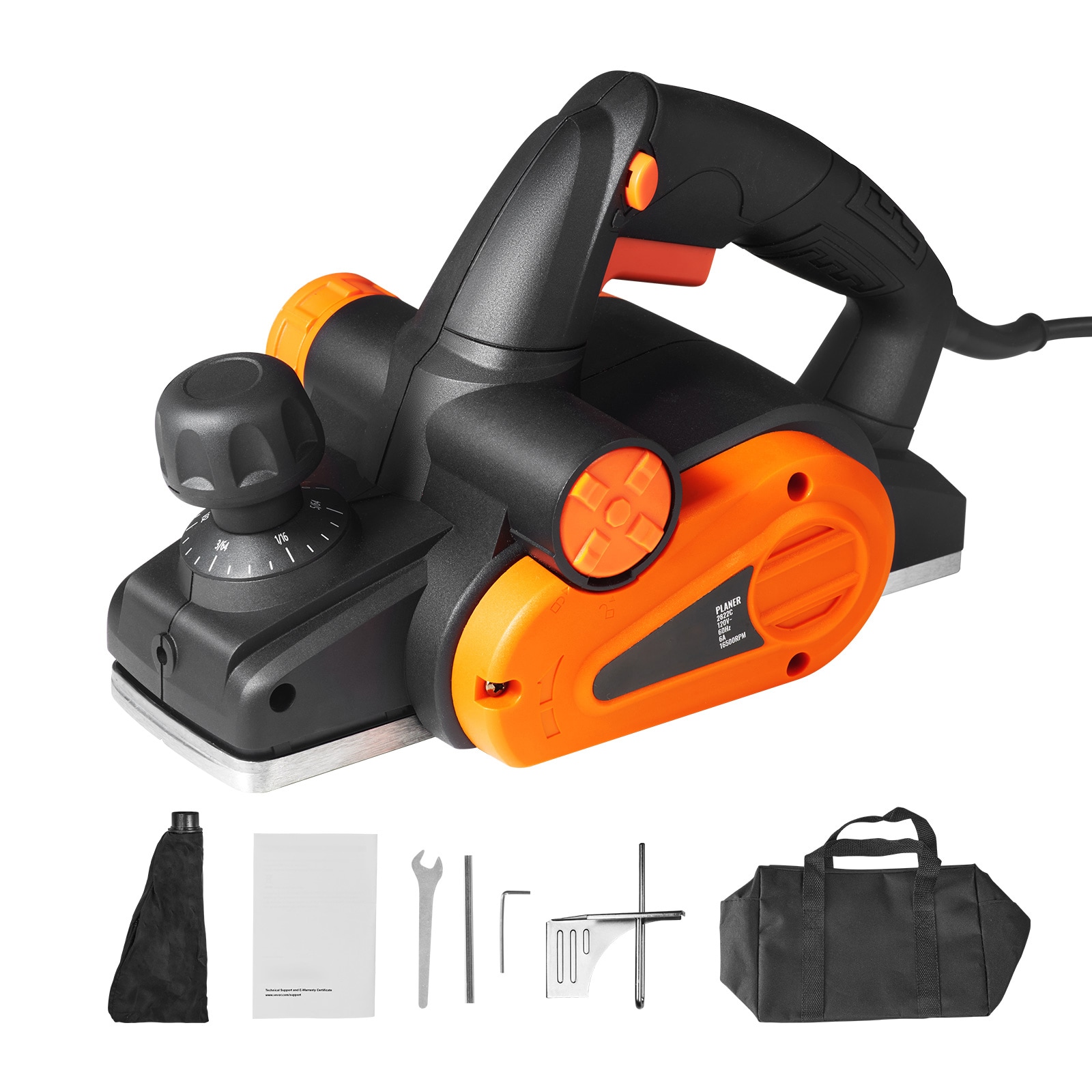 VEVOR SCYXDDSC710W05684V1 Electric Hand Planer  3-1/4in width Corded Electric Hand Planer  16500 RPM High-Speed Powerful Electric Handheld Planers for Woodworking  Wood Chamfer DIY  Smooth Finish Carpentry Tool  FCC-SDoC