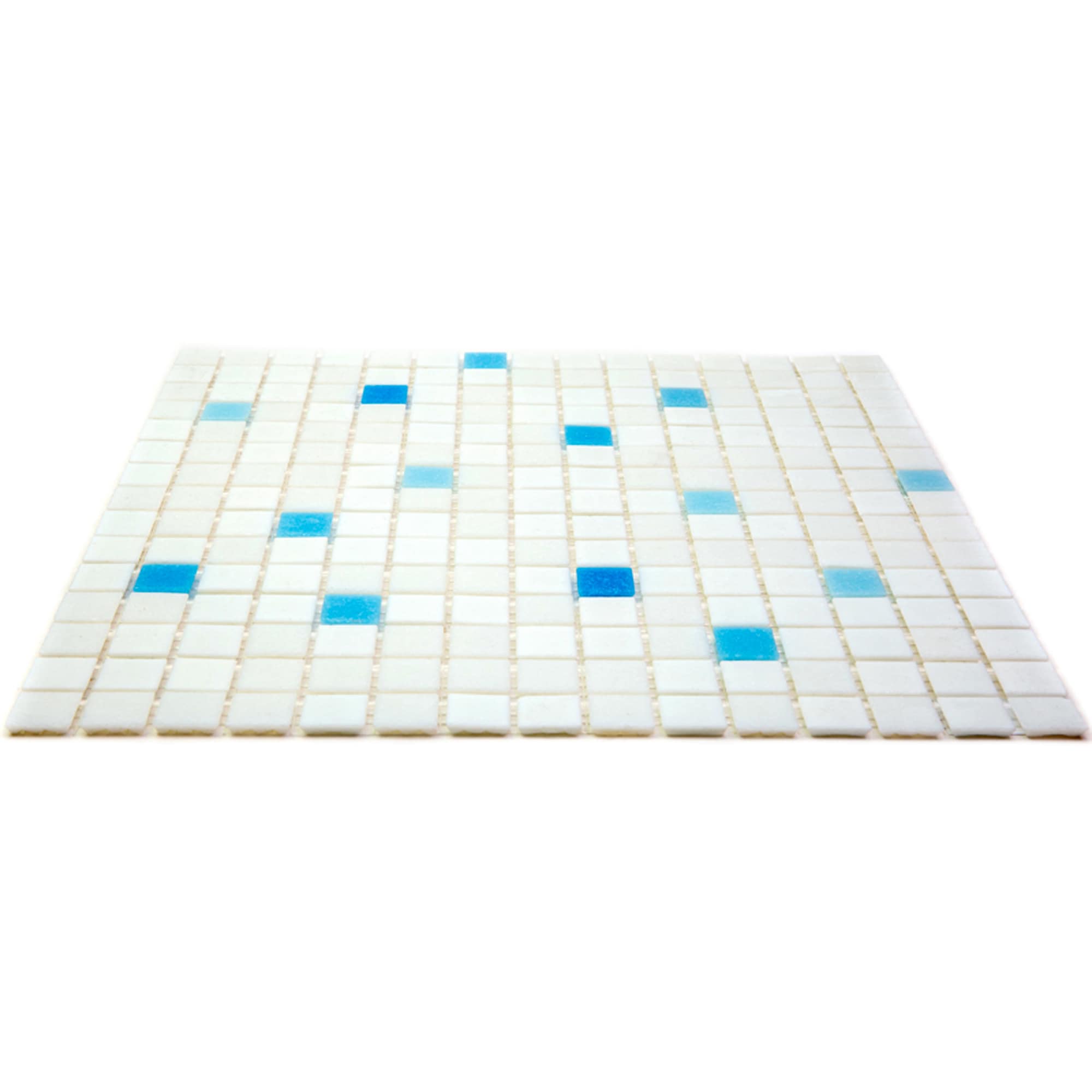 Mingles 12" x 12" Glossy Blue and White Glass Mosaic Tile