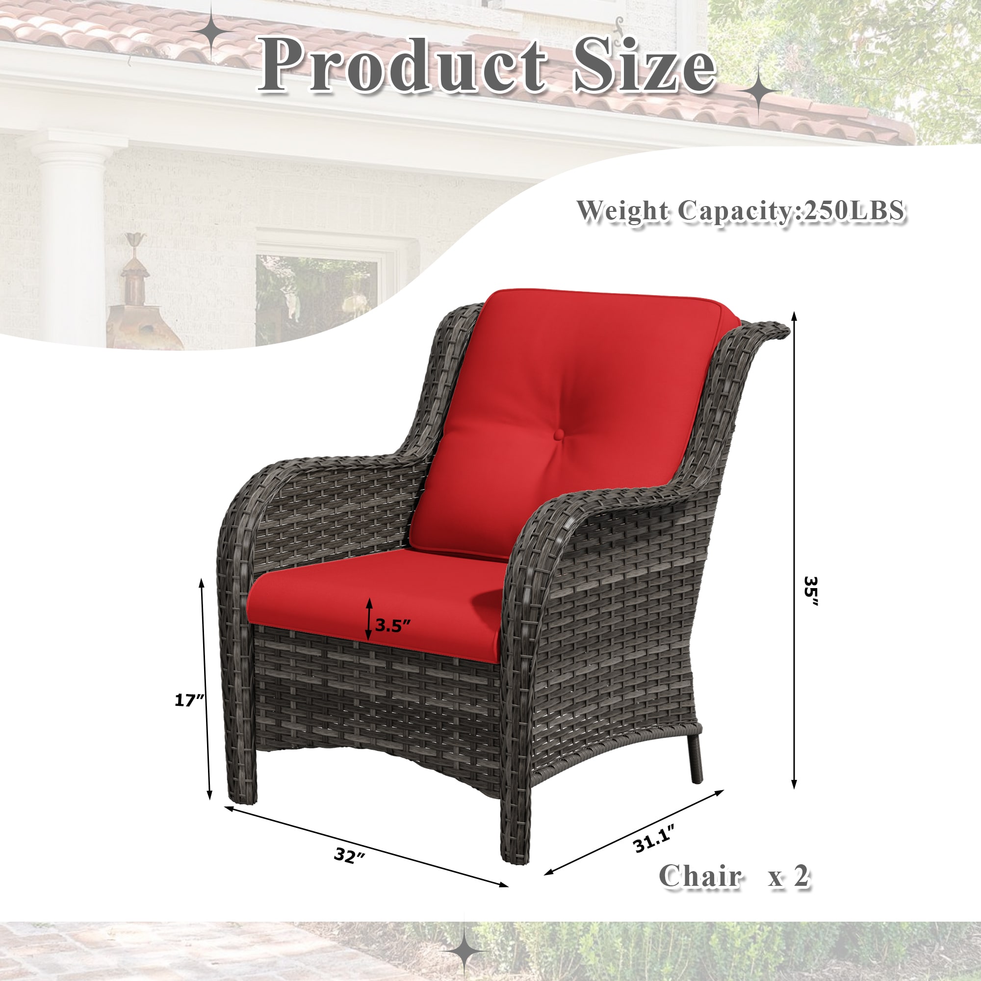 Gardenbee HGL-M08-RED Patio-Chairs - View #3