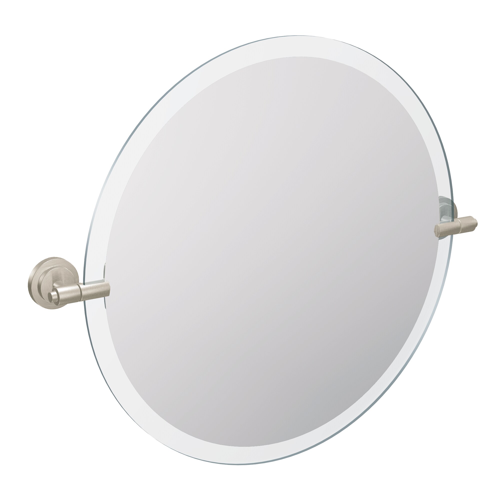 Moen DN0792BN Iso 23.79-in x 22-in Brushed Nickel Round Frameless Tilting Bathroom Vanity Mirror