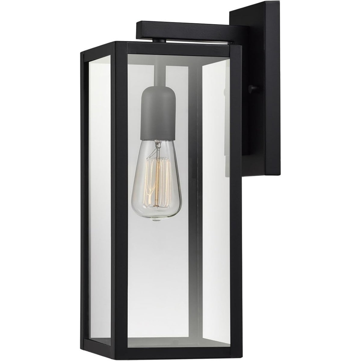 Pacrigo  1-Light Outdoor Indoor Wall Sconce Matte Black Clear Glass Weather Resistant Modern Exterior Light E26 Medium Base 60W Max