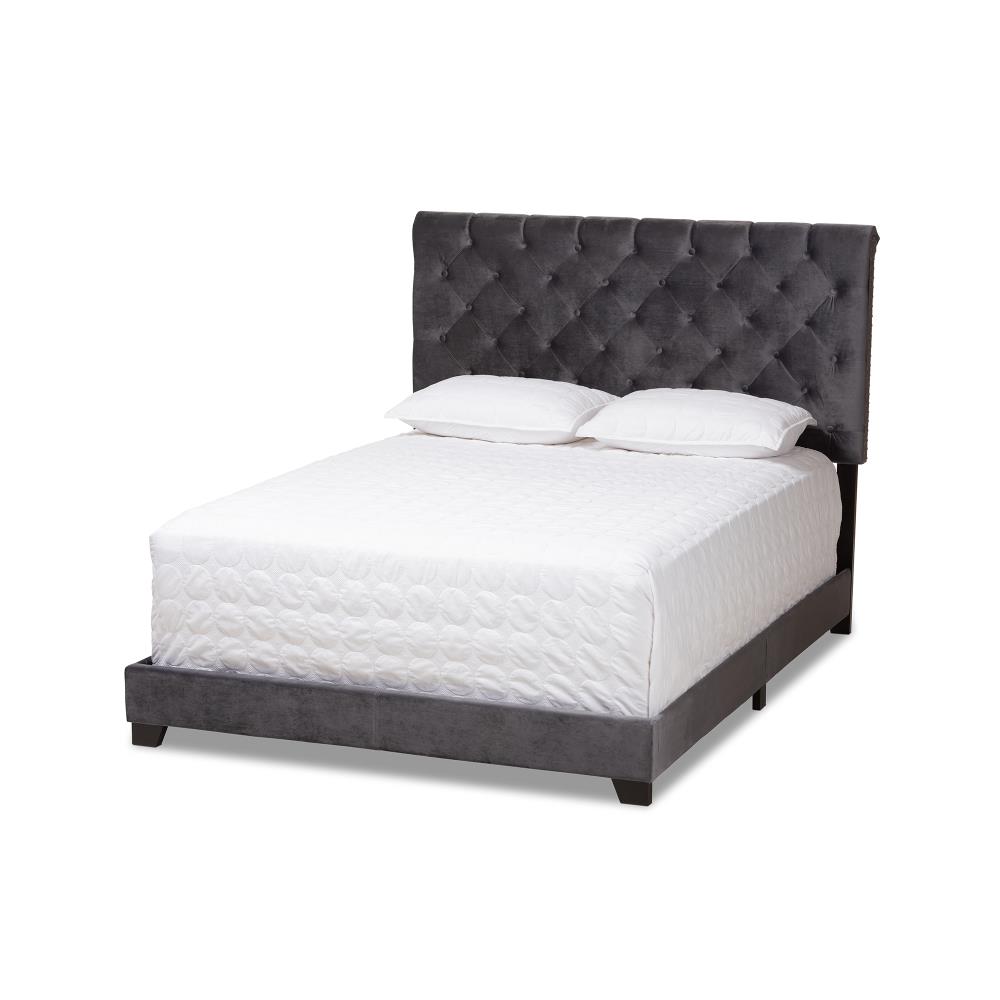 Baxton Studio Candace Charcoal Queen Wood Upholstered Bed in the