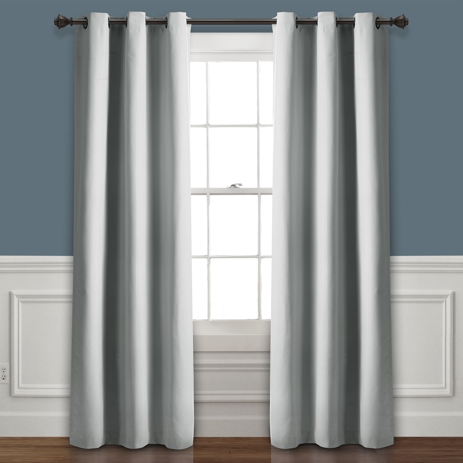 Lush Decor 16T003384 84-Inches Light Gray Blackout Grommet Curtain panel pair