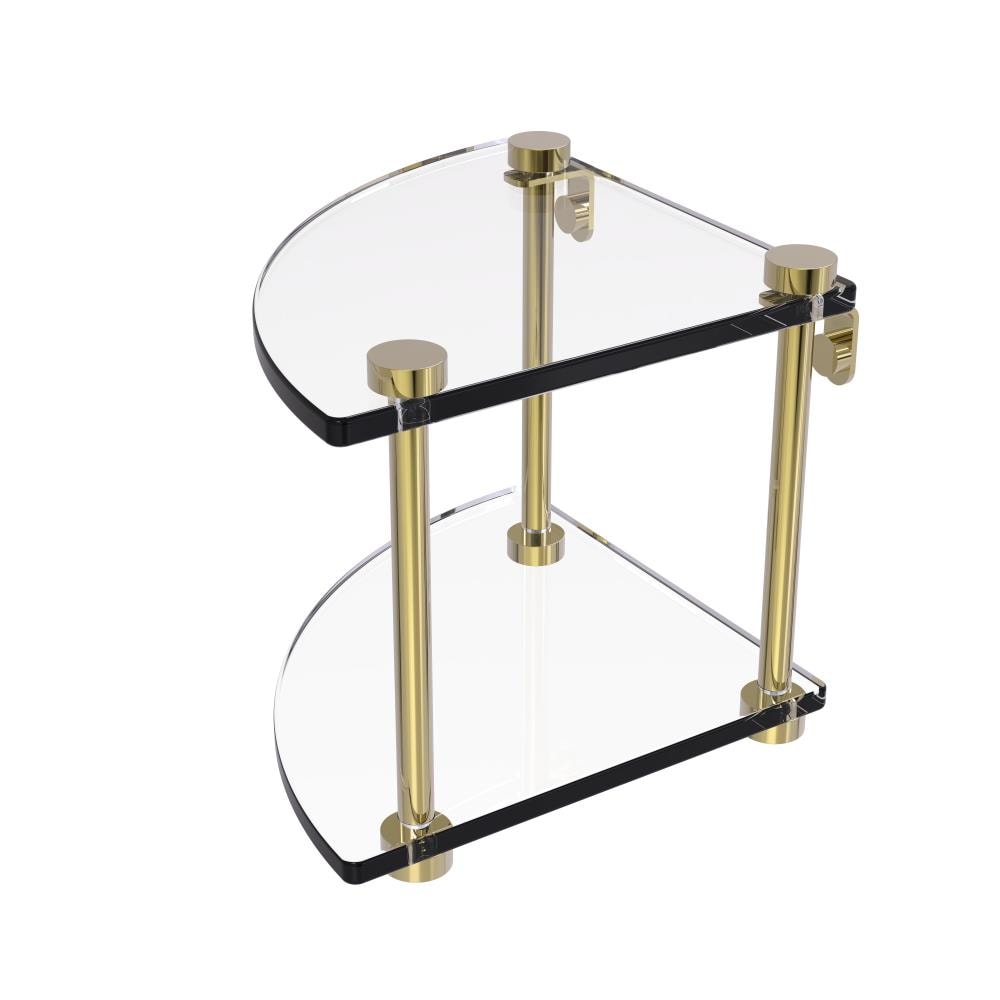 Allied Brass NS-3-UNL Unlacquered Brass 2 -Tier Wall mount Corner Bathroom Shelf ( 8-in x 8-in x 8-in )