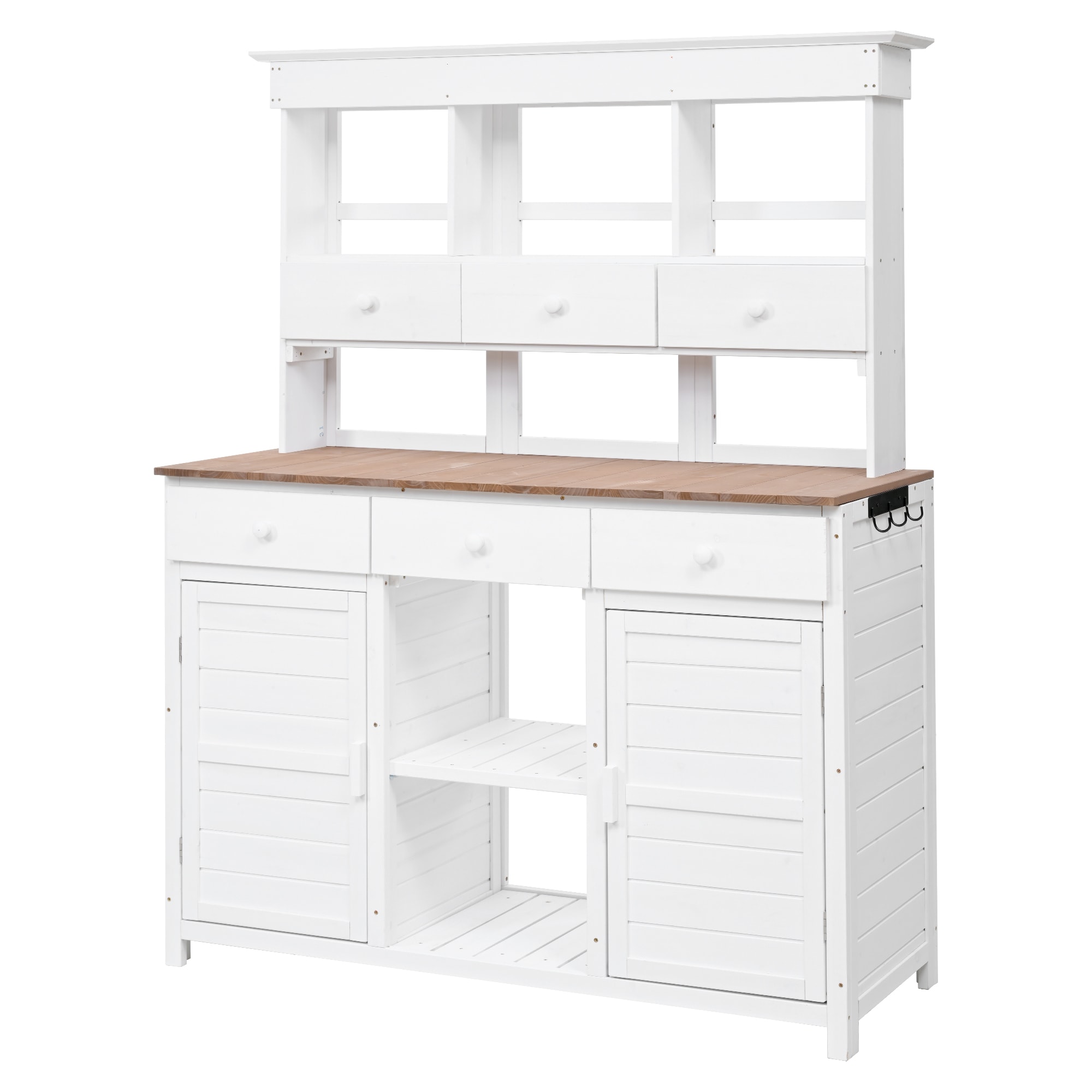 Kahomvis G243-QP717-08 Patio Workstation 50.2-in x 65.7-in x 20.3-in White Potting Bench