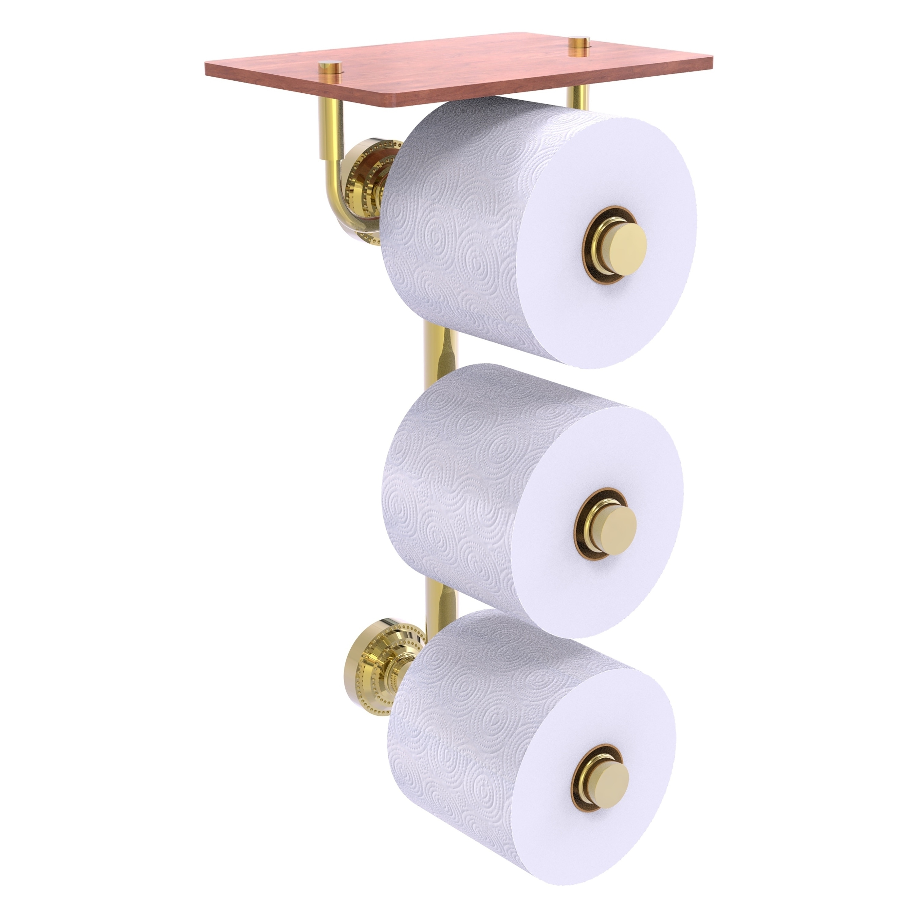 Allied Brass DT-35-3VS-IRW-UNL Dottingham Unlacquered Brass Wall mount Double post Toilet Paper Holder 3 -Rolls with Storage
