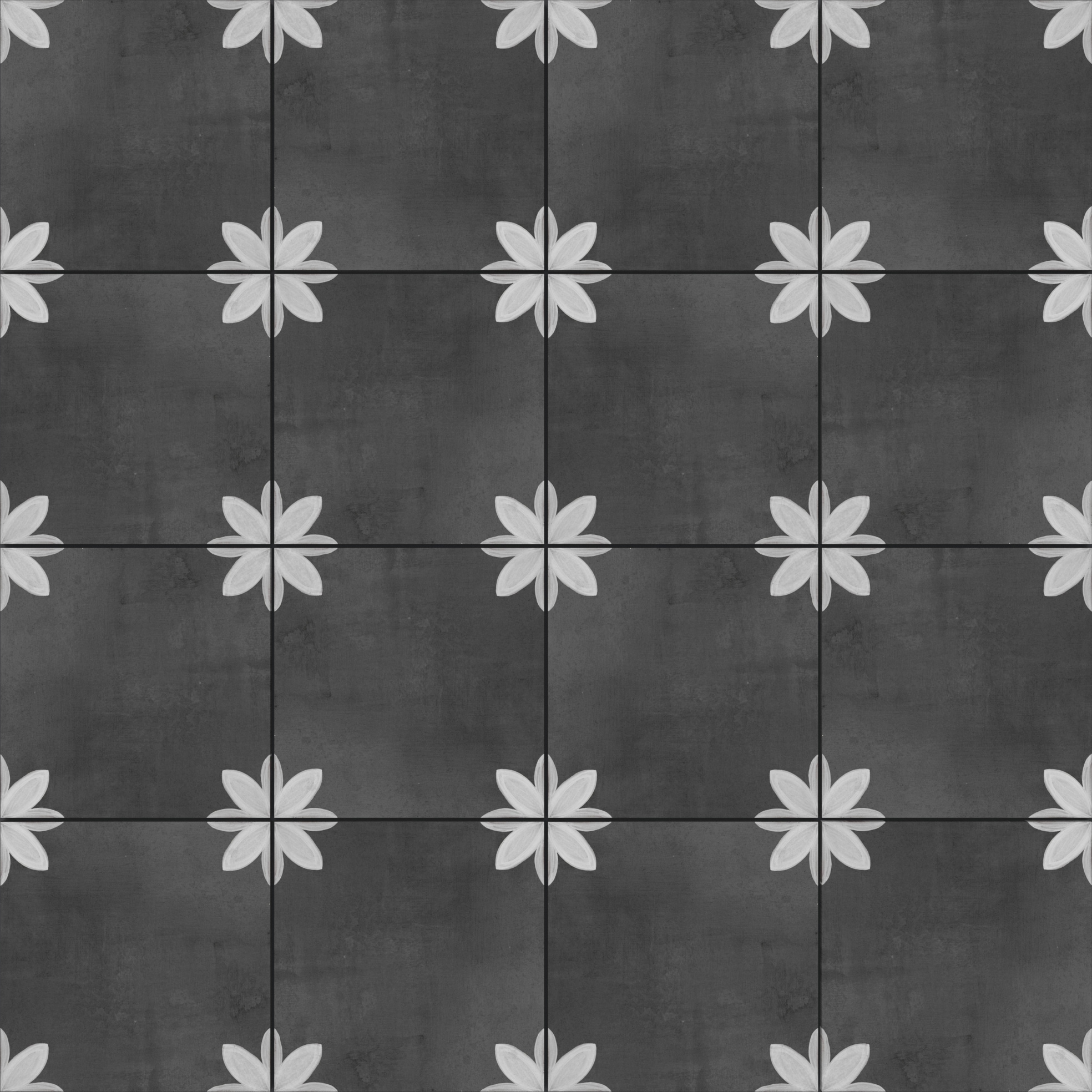 Fiona Black 8-in x 8-in Matte Porcelain Patterned Floor and Wall Tile (0.42-sq. ft/ Piece) | - allen + roth 20FN08PC
