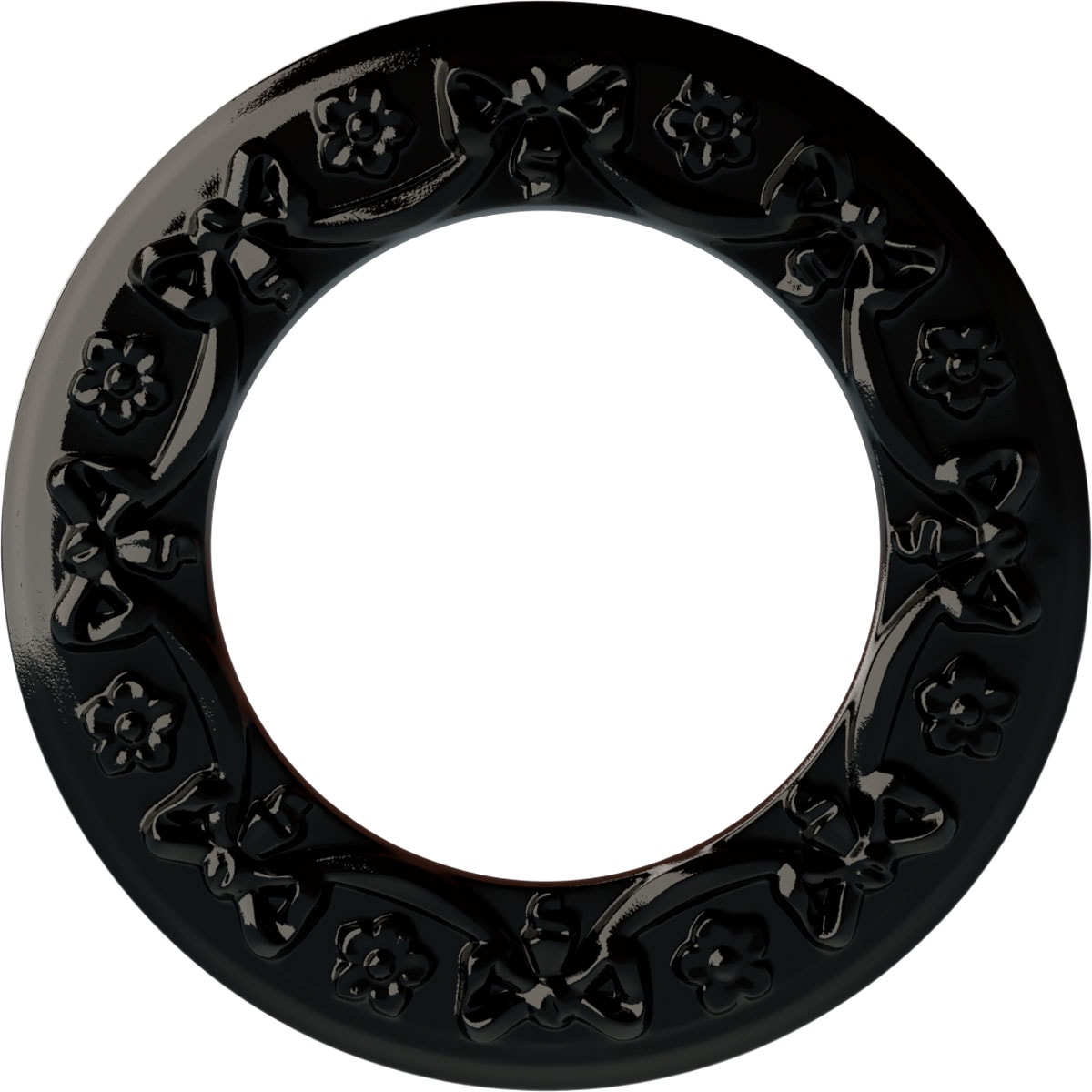 Ekena Millwork CM12RIBPS Ribbon with Bow 12.25-in W x 12.25-in L Painted Black Pearl Polyurethane Whole Ceiling Medallion