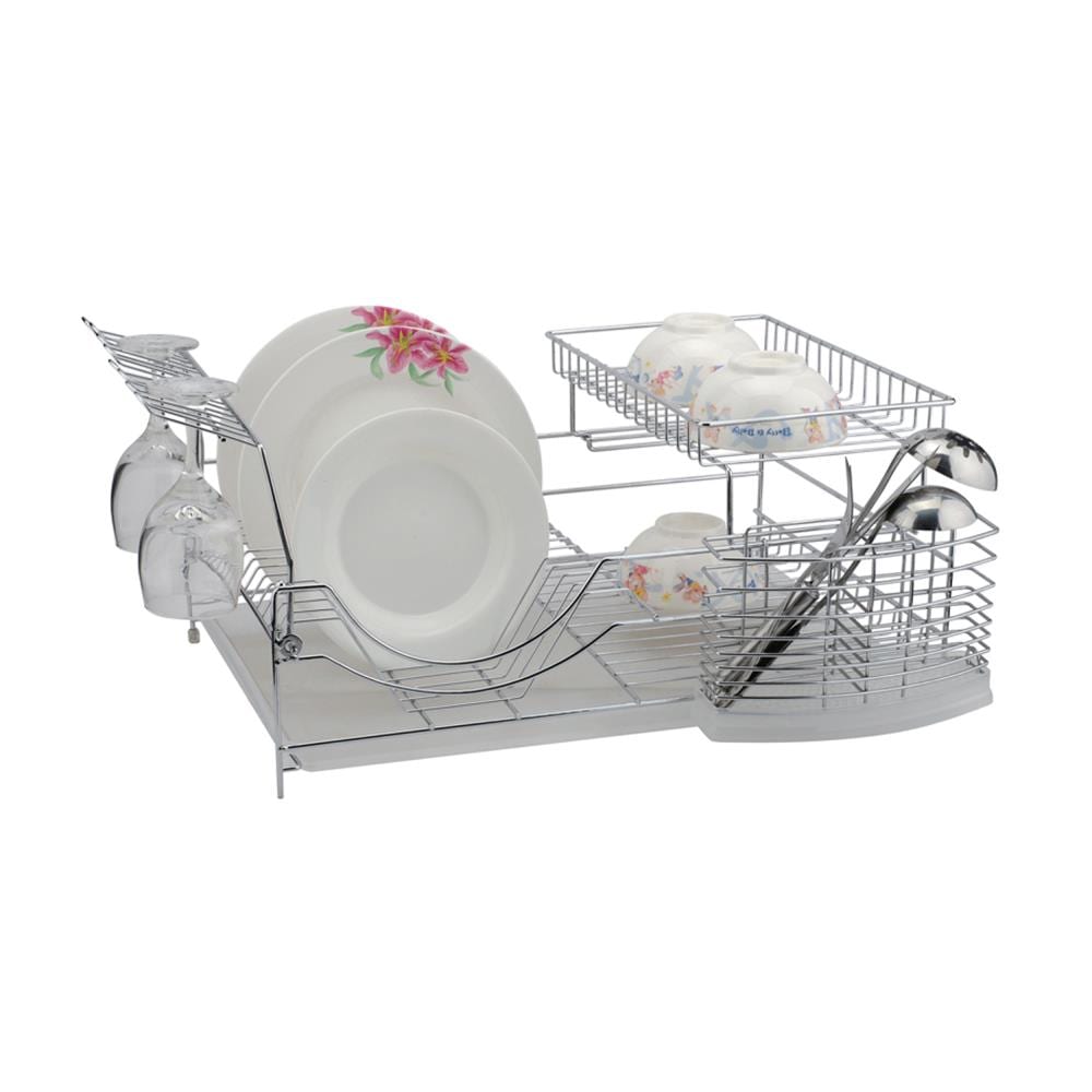 Basicwise 18.75-in W x 11.75-in L x 4.75-in H Metal Dish Rack in the Dish  Racks & Trays department at