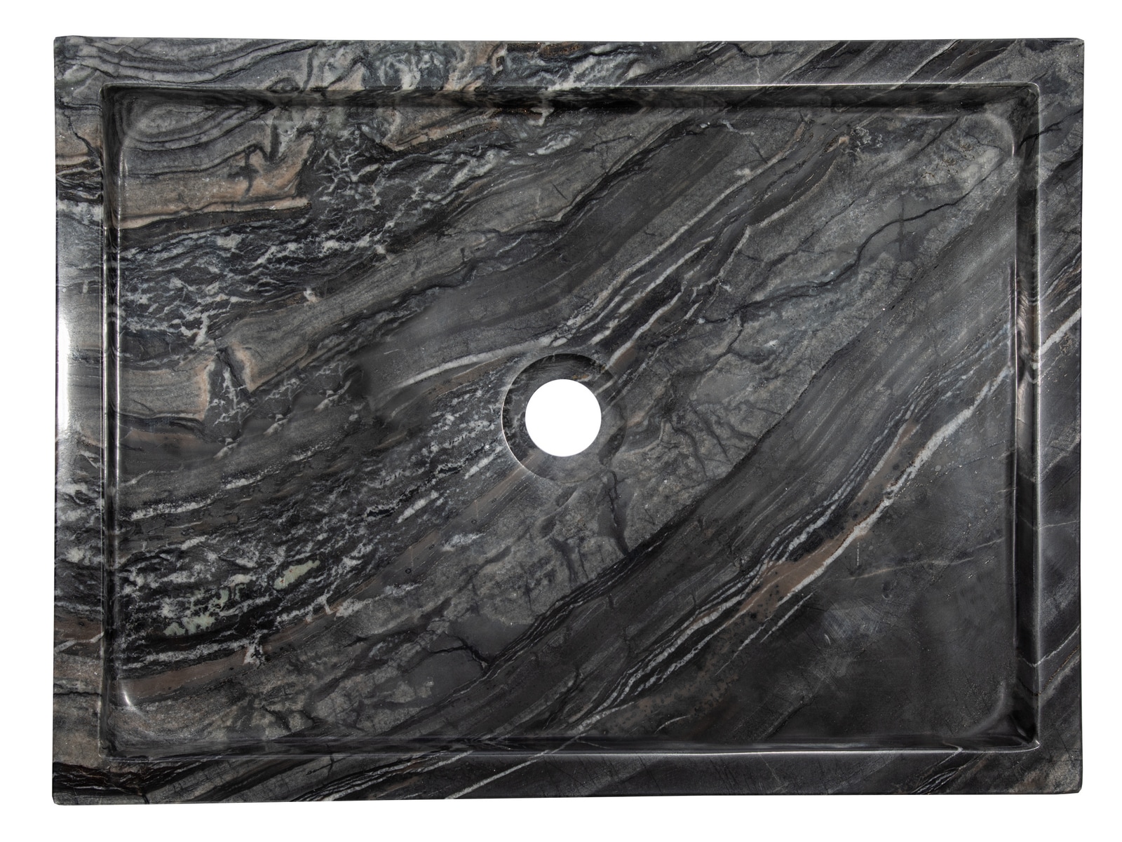Charcoal Gray Stone Rectangular Vessel Bathroom Sink