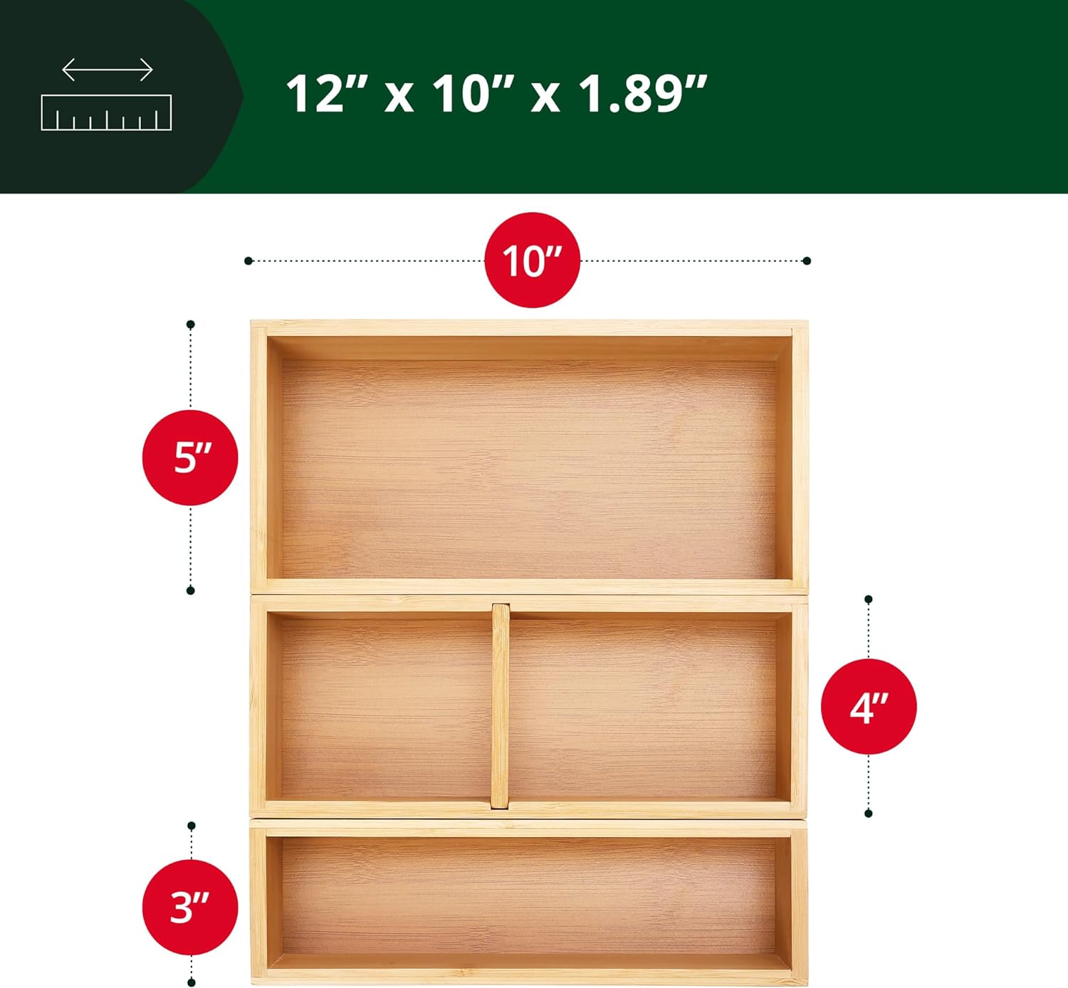 ROYAL CRAFT WOOD 12.4-in x 10.4-in Gold Bamboo Wood Stackable Drawer ...