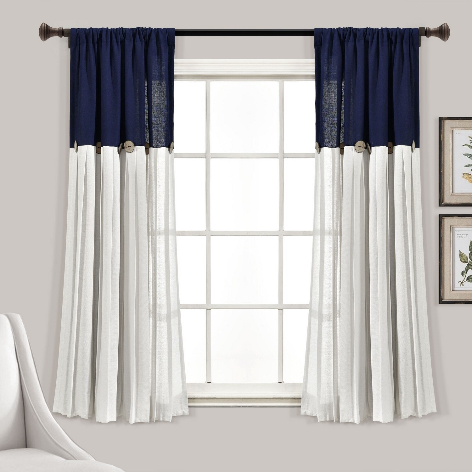 Lush Decor 16T006203 63-Inches Navy Rod pocket Single curtain panel