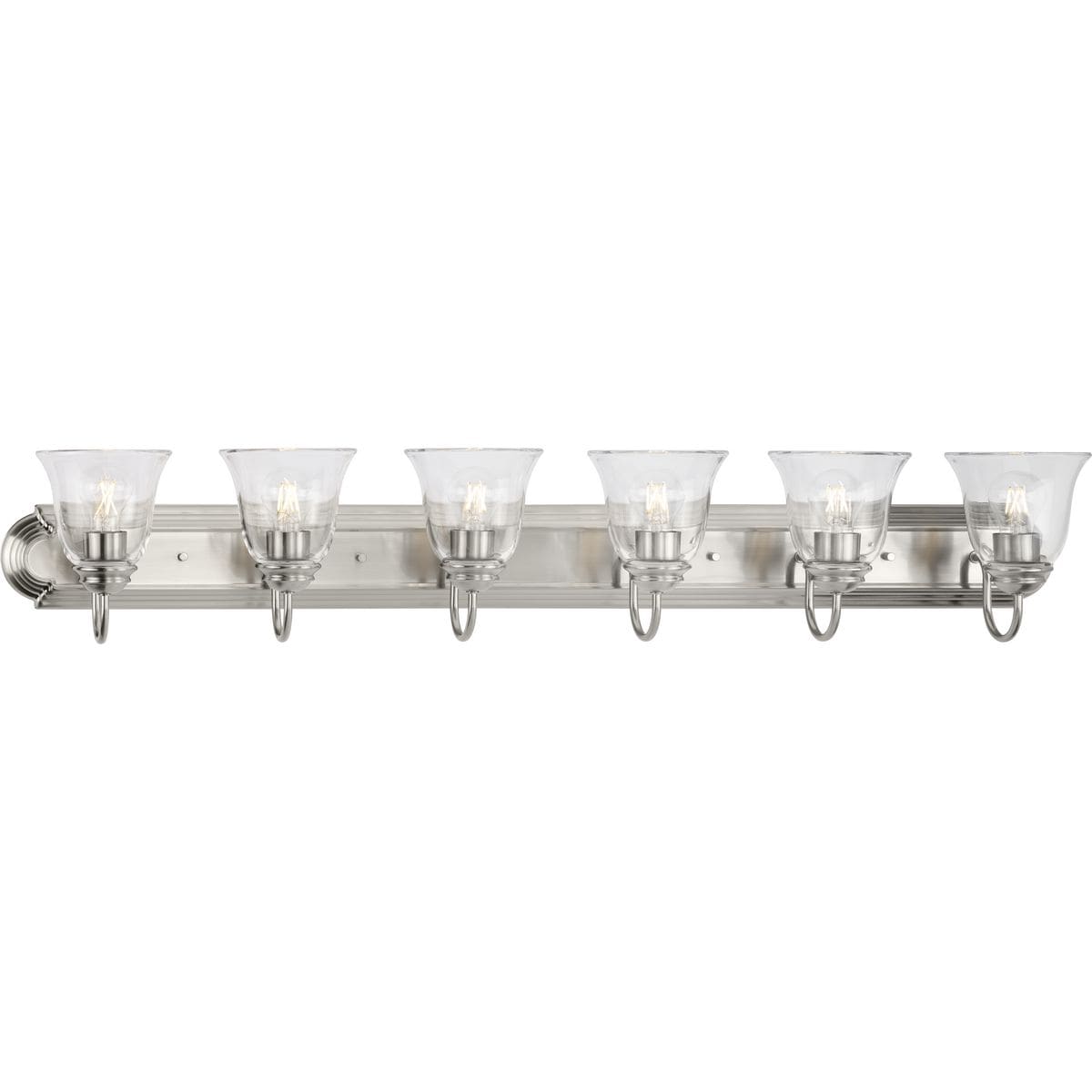 Progress Lighting P300394-009 Clear Glass 48-in 6 -Light Brushed Nickel Transitional Vanity light
