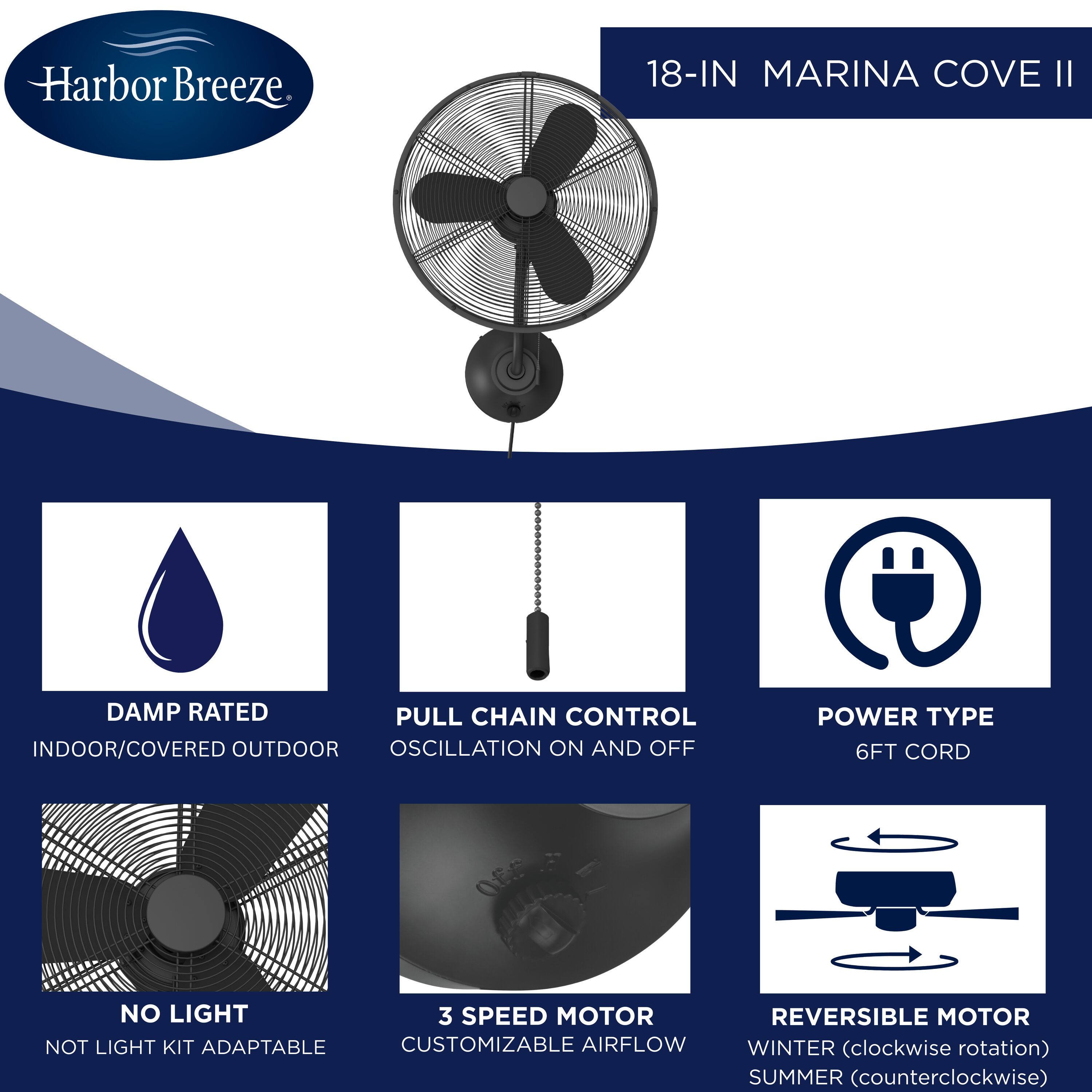 Harbor Breeze JP18MBK3 Wall-Mounted-Fans - View #3