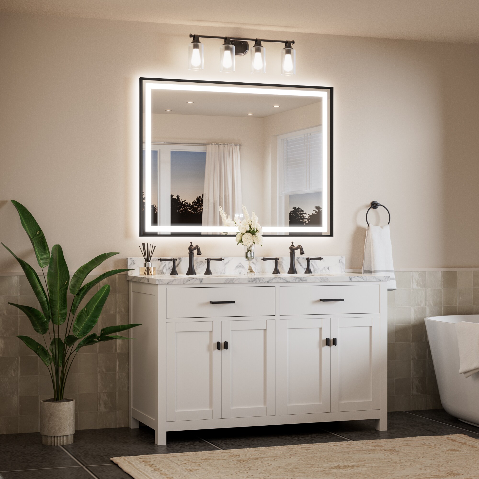 Keonjinn LW-BM66-12191-BK Framed-Bath-Mirrors - View #2