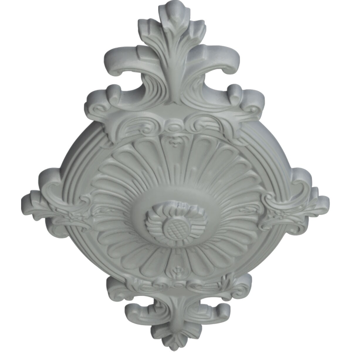 Primed White Polyurethane Rose and Ribbon Ceiling Medallion
