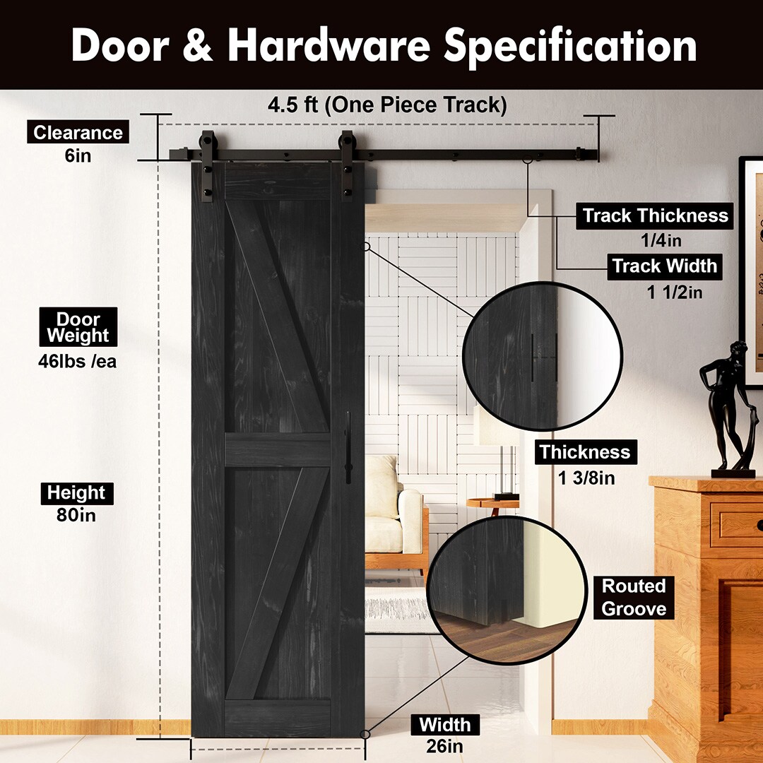 HOMACER YT1TGH054C-2680F-BK Barn-Doors - View #2
