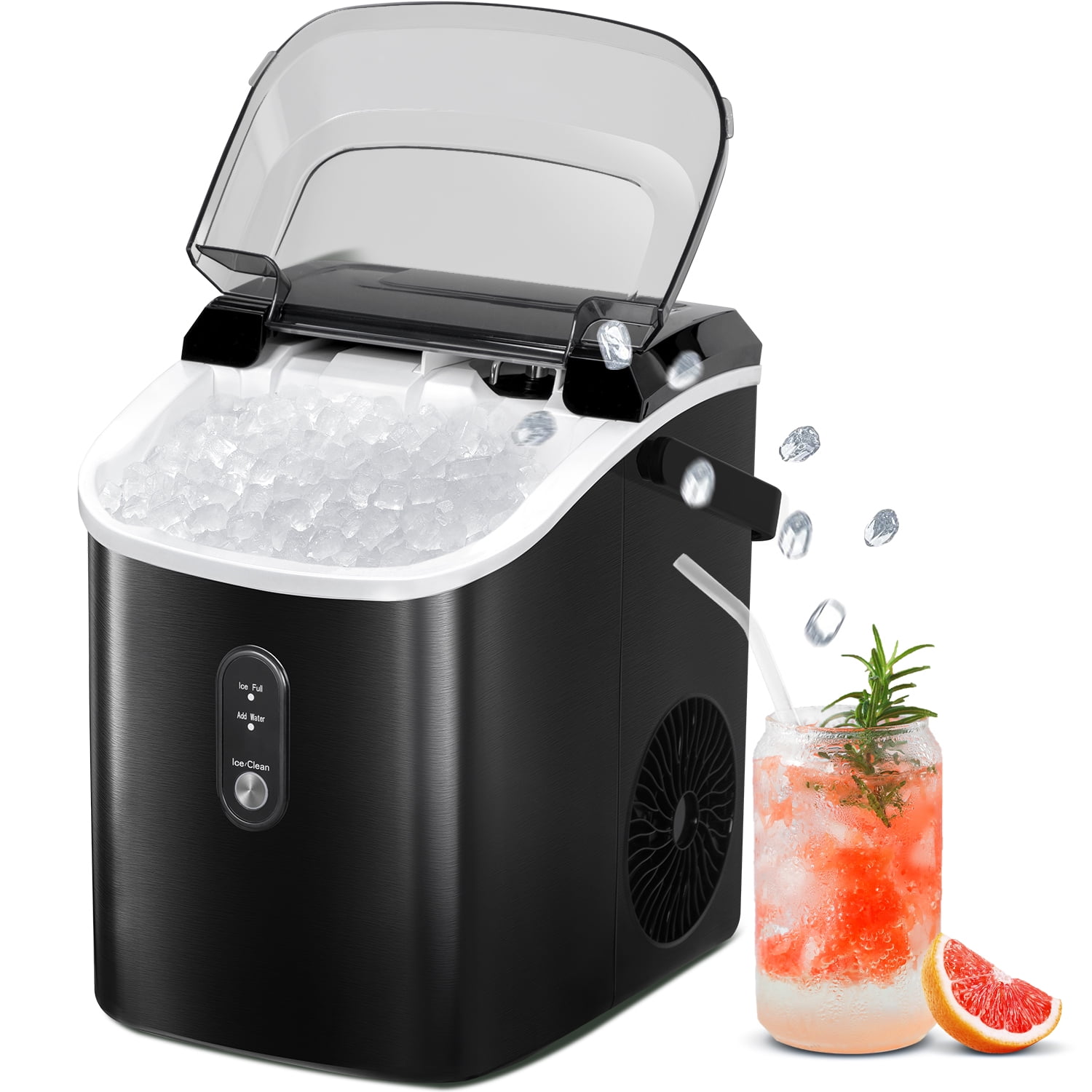 34-lb Countertop or Portable Nugget/Pebble Ice Maker (Black Stainless Steel) | - COWSAR Z580012