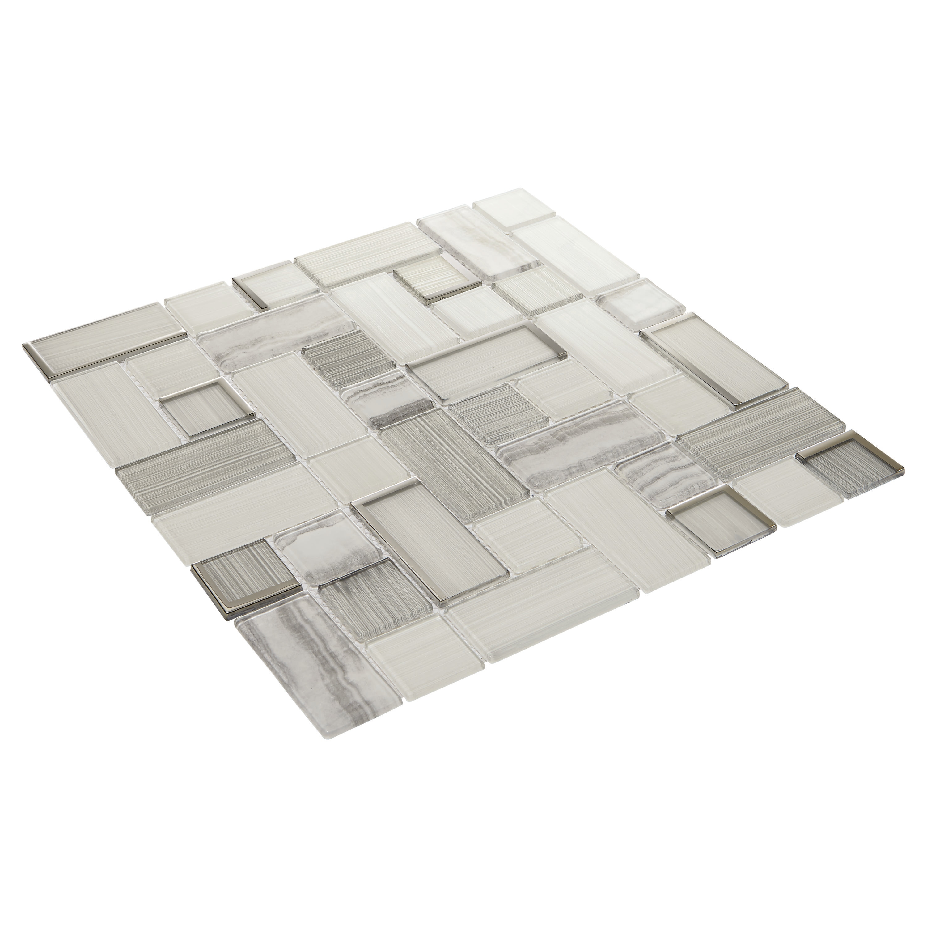 American Olean Delfino Flicker White 12-in x 12-in Glossy Glass Random Wall Tile (1-sq. ft/ Piece)