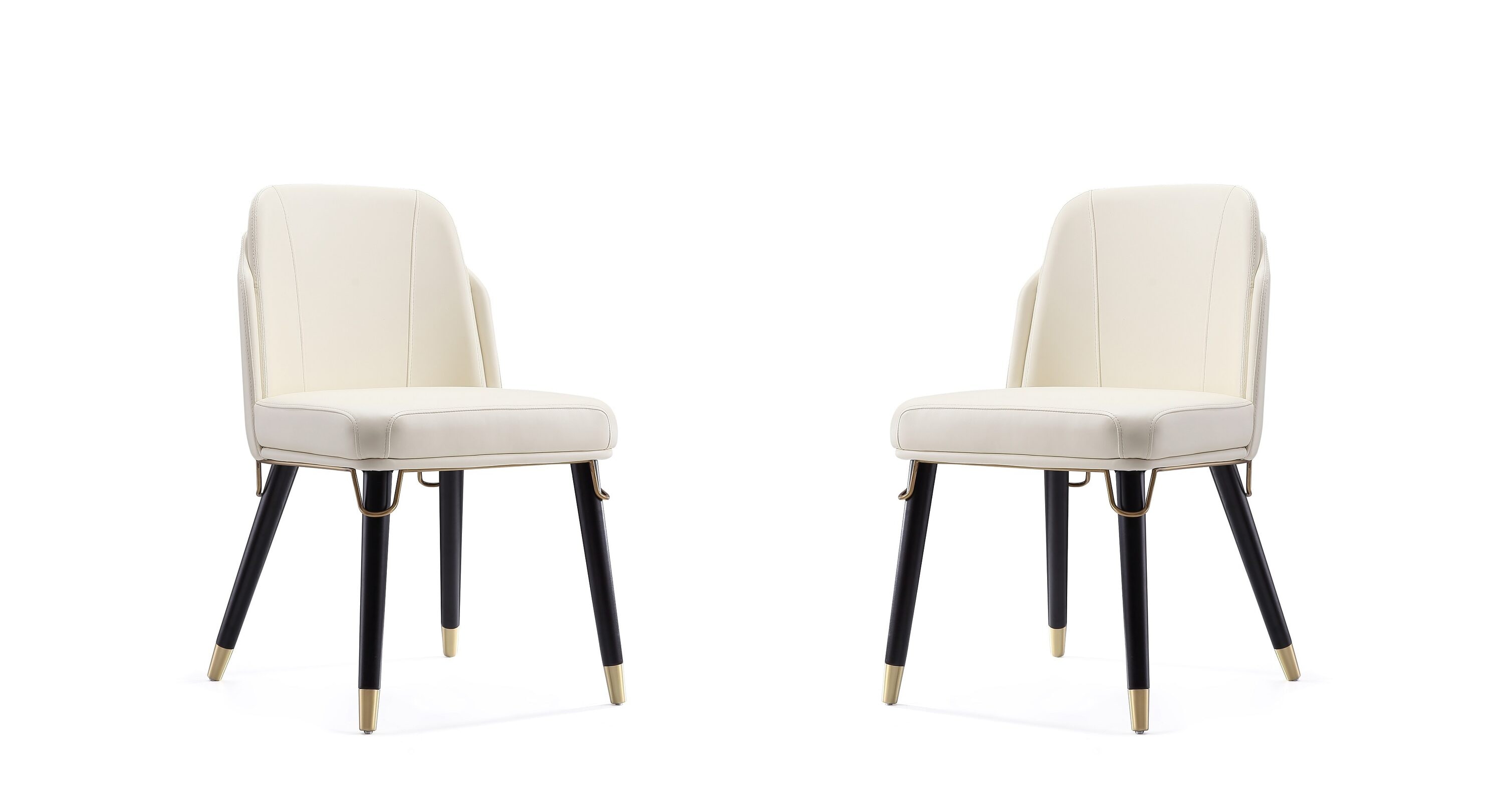 Estelle Cream and Black Faux Leather Upholstered Side Chair