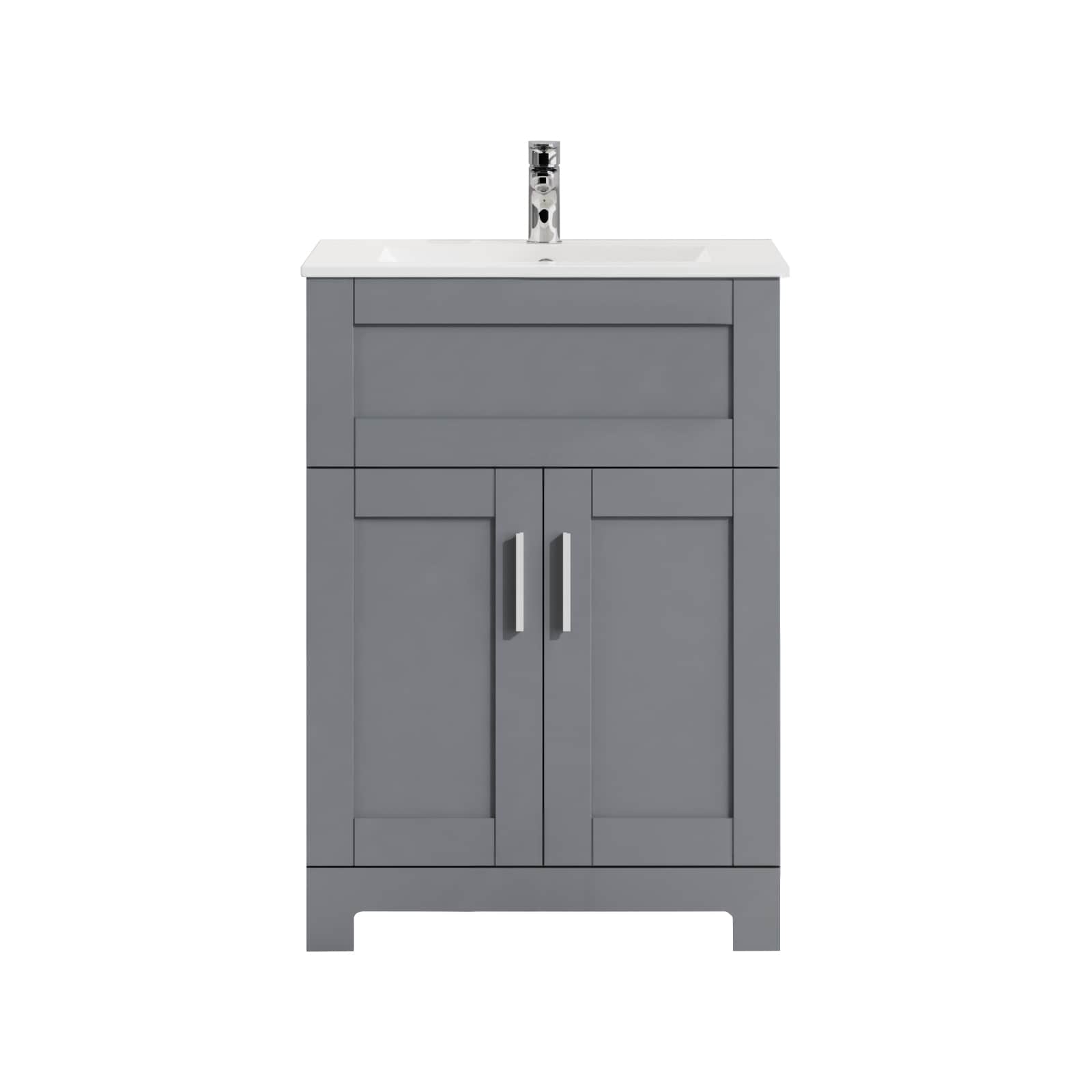 Siavonce ZX-90003 18-in Gray Single Sink Bathroom Vanity with White Wood Top