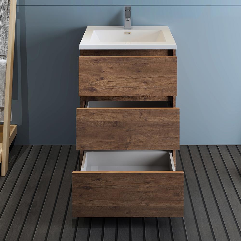 Lazzaro 24" Rosewood Free Standing Single Basin Vanity with Acrylic Top
