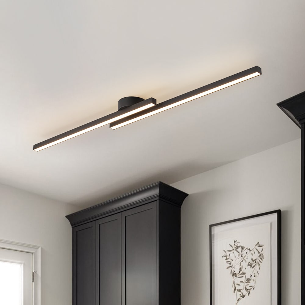 Wonderindoor - 35.83-in 2 Light Black Integrated LED Modern/contemporary Bathroom Vanity light bar