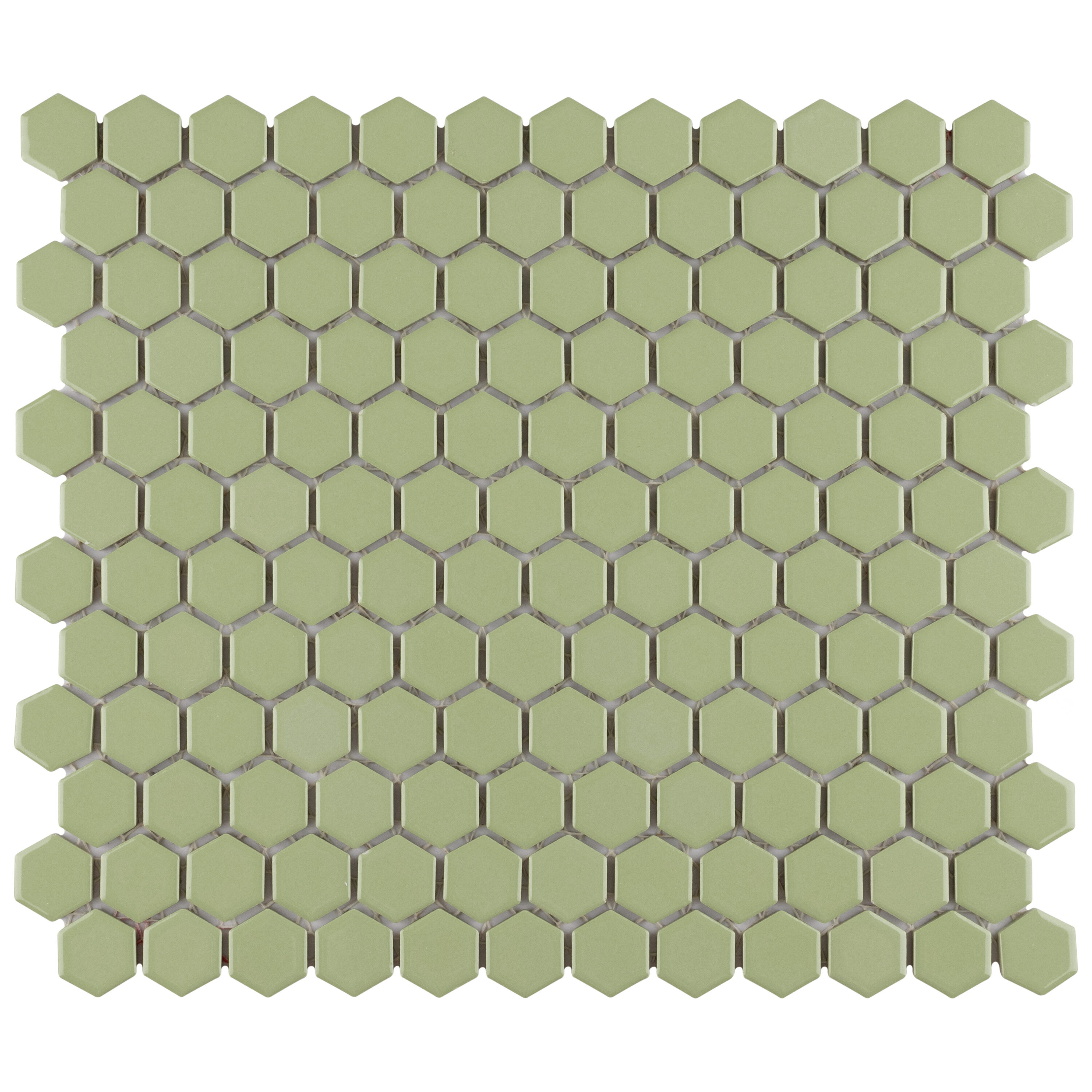 Affinity Tile S1FTCM1HGOLV Sample - Metro 1" Hex Glossy Olive 6-in x 6-in Glossy Porcelain Floor and Wall Tile