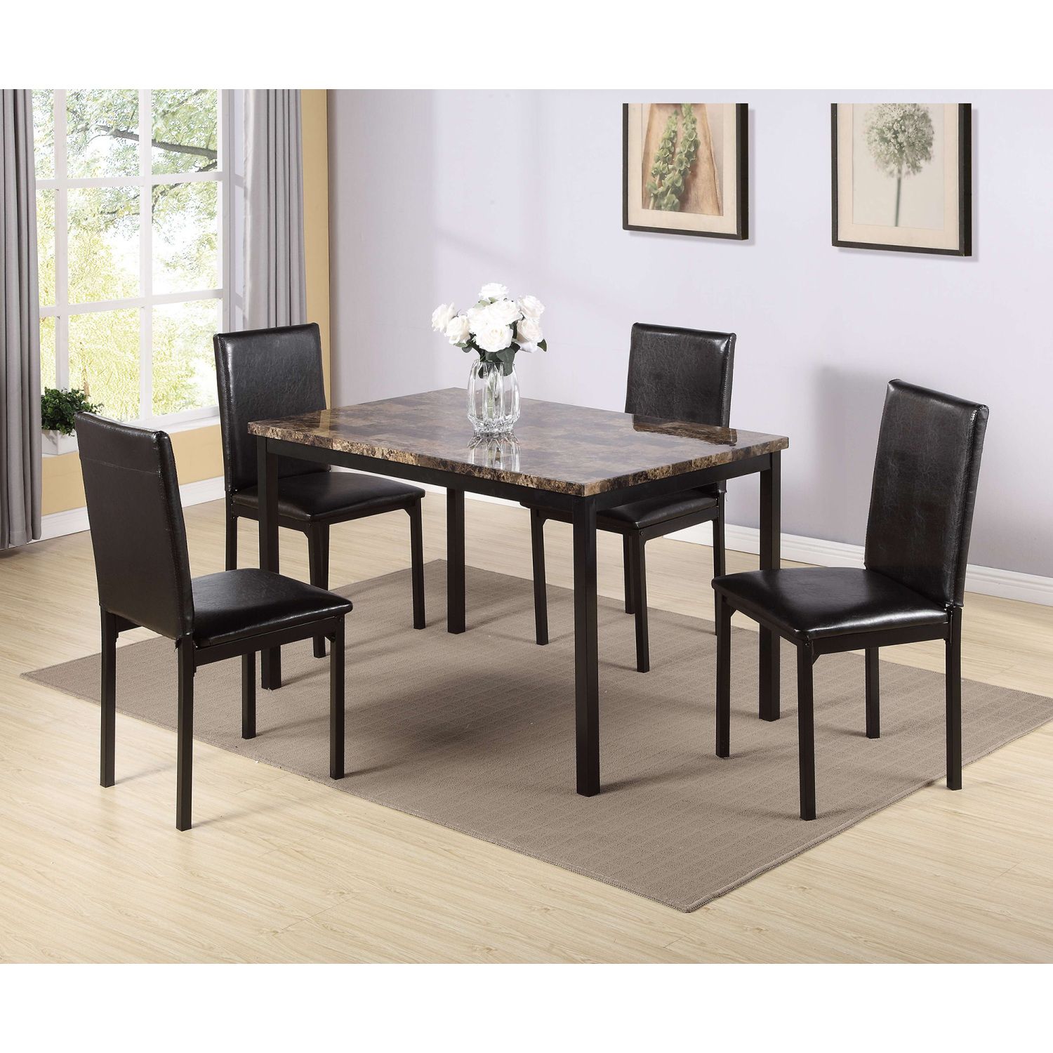 JASMODER W214S00005 Black Contemporary/Modern Dining Room Set with Rectangular Table (Seats 4)
