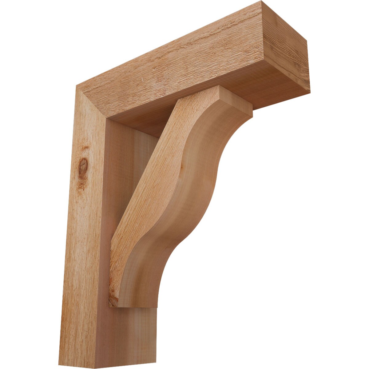 Ekena Millwork 1462235 Funston Block Rough Sawn Bracket with Offset Brace 6-in x 18-in x 22-in Western red cedar Brown Wood Standard bracket