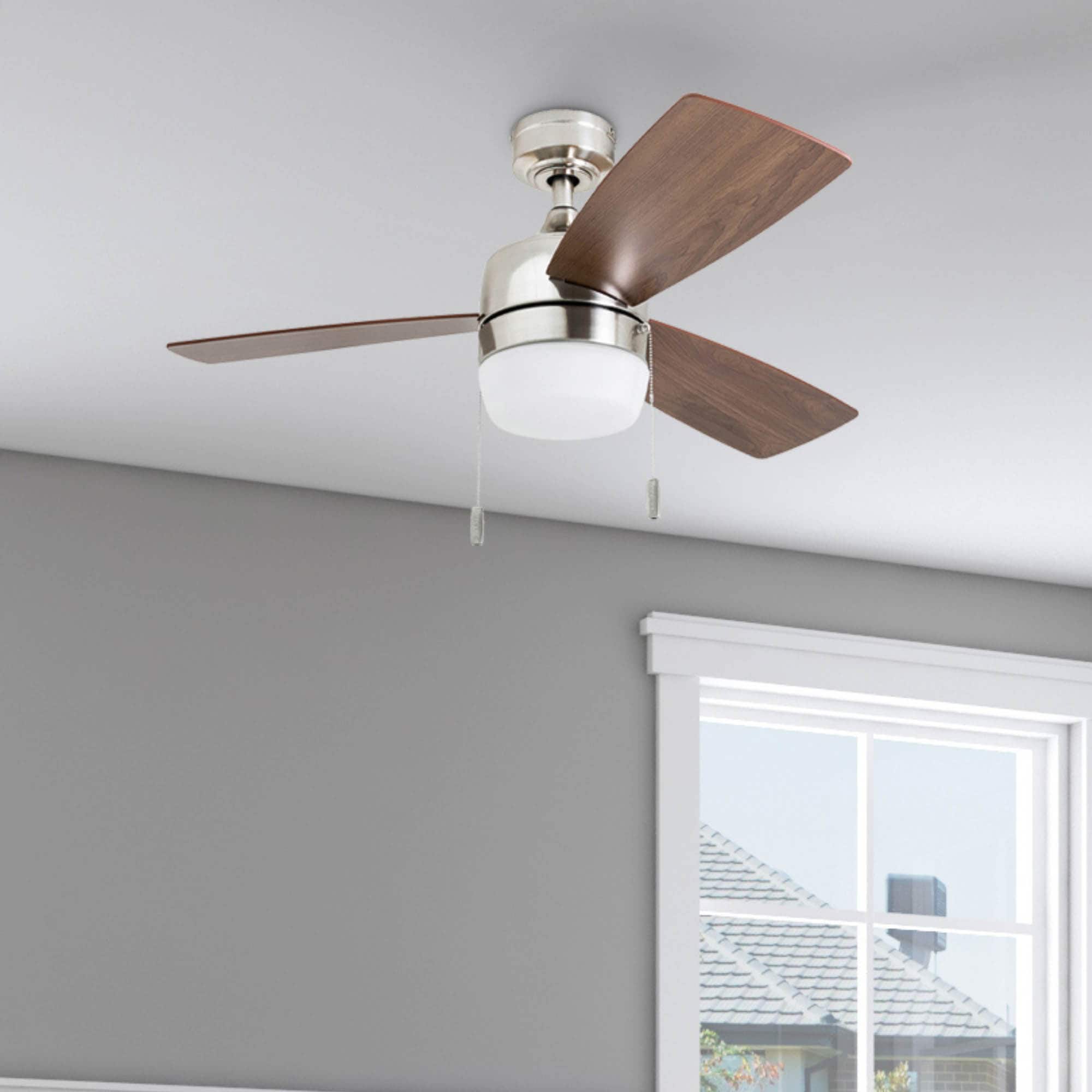 Honeywell 50616-26 Barcadero 44-in Brushed Nickel Indoor Ceiling Fan with Light (3-Blade)